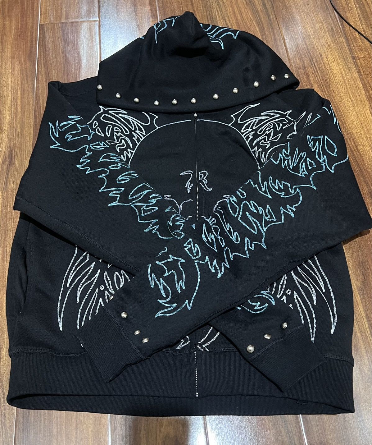 Revenge Revenge Embroidered Tribal Zip Up Skull Hoodie Black Size US S / EU 44-46 / 1 - 2 Thumbnail