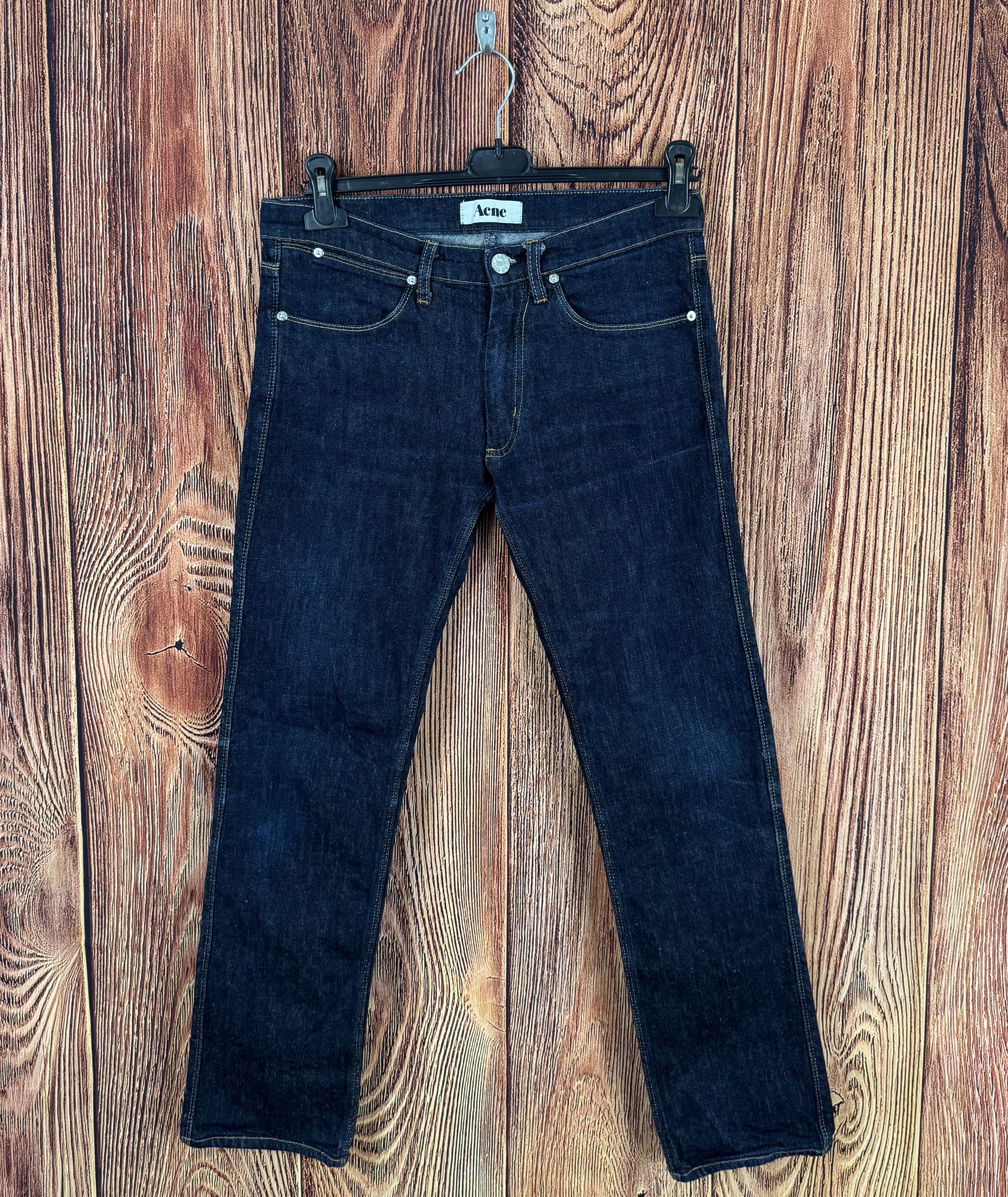 ACNE Max Soft Raw Denim Jeans Leather Patch W31 L32