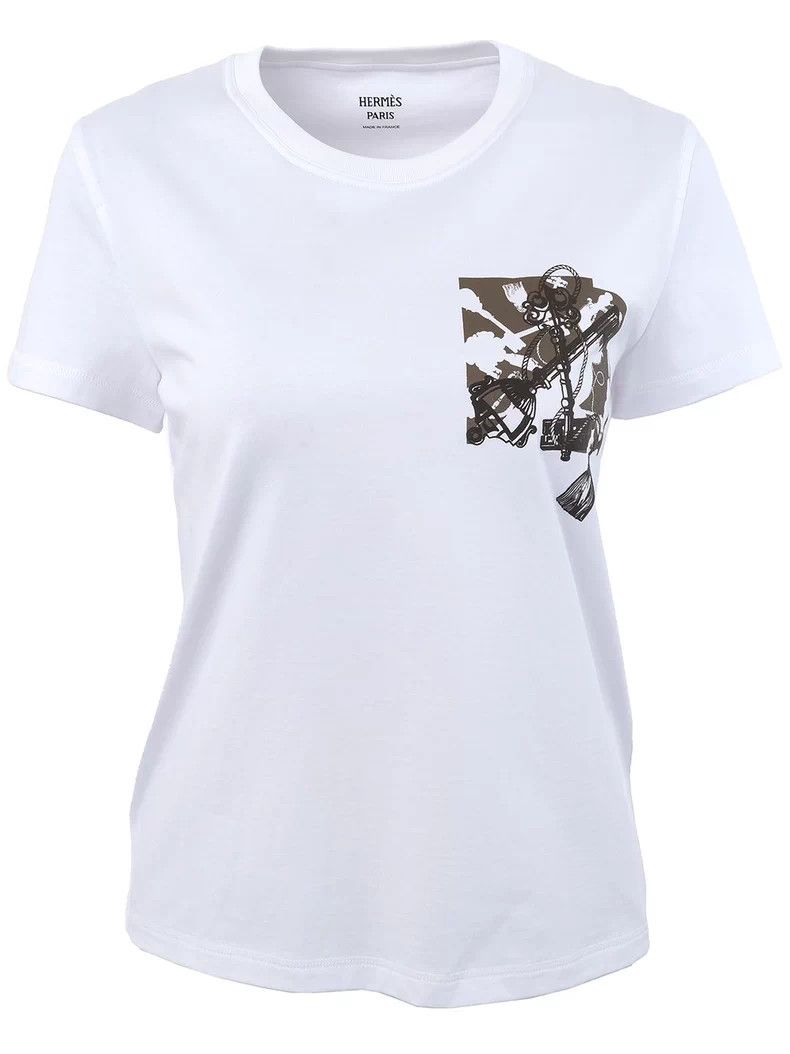 Hermes Hermes Women's White Short-Sleeve T-shirt Size US XS / EU 42 / 0 - 1 Thumbnail