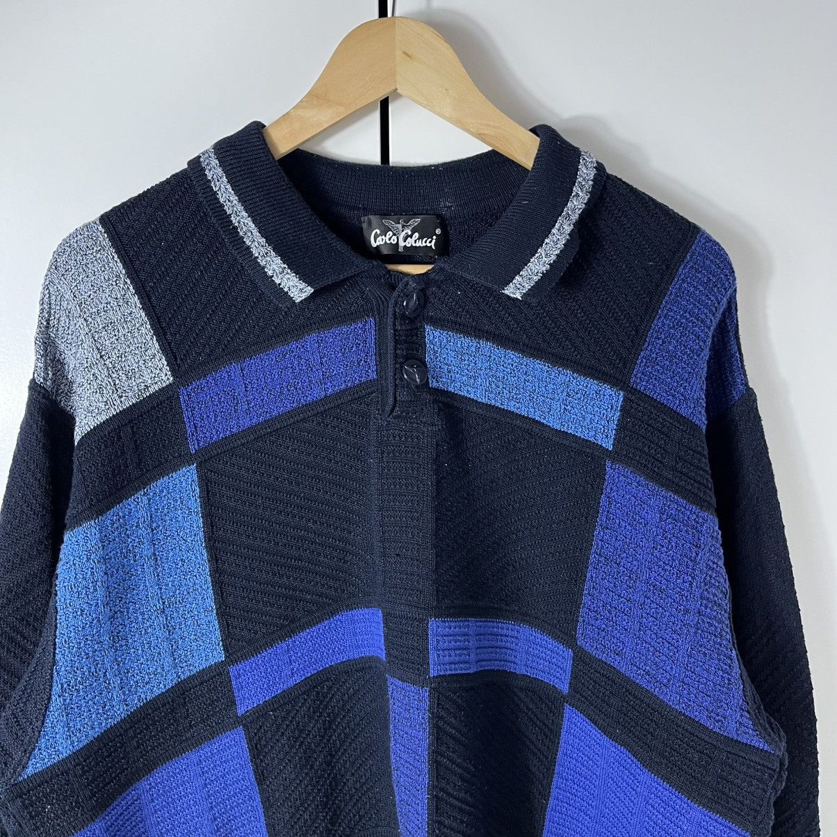 Carlo Colucci Vintage Carlo Colucci Patchwork Collared Sweater Streetwear Size US L / EU 52-54 / 3 - 2 Thumbnail