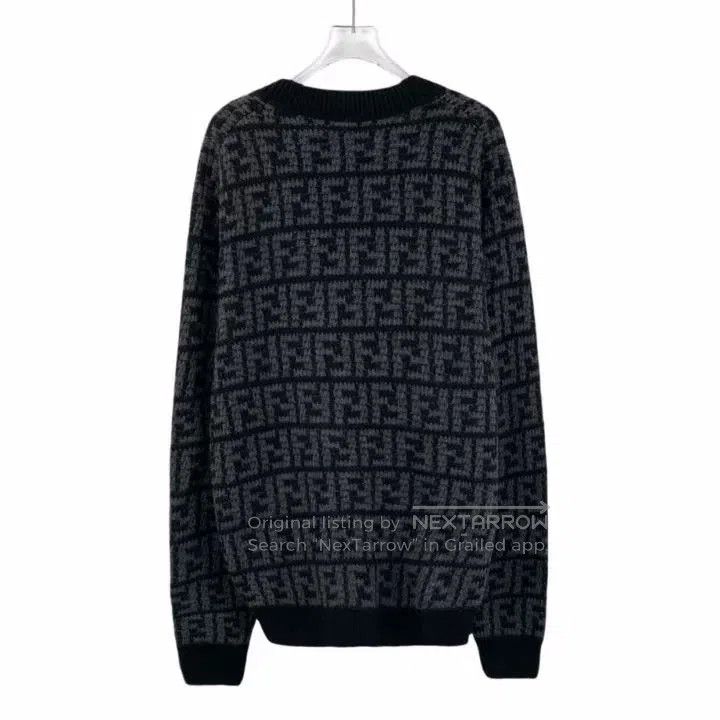 Fendi Fendi Logo All-Over Print Cashmere V-Neck Cardigan. Size US L / EU 52-54 / 3 - 2 Thumbnail