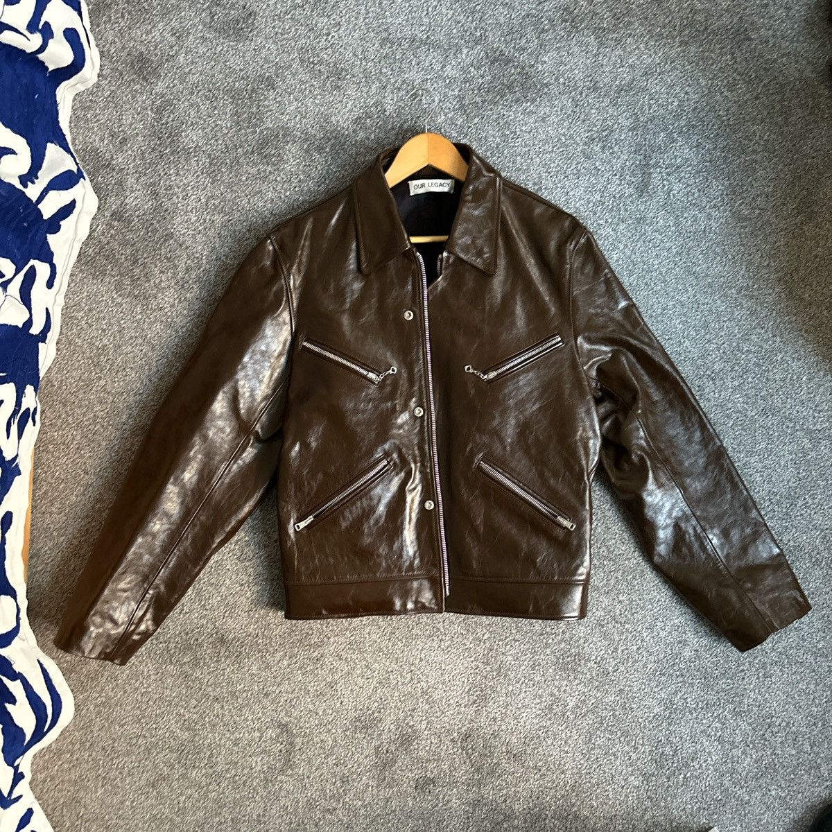 image of Our Legacy Demon Leather Jacket in Brown, Men's (Size Large)