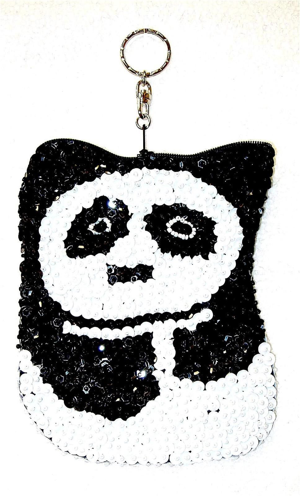 Designer Sequin Beaded Coin Purse Keychain Panda Bear Size ONE SIZE - 1 Preview