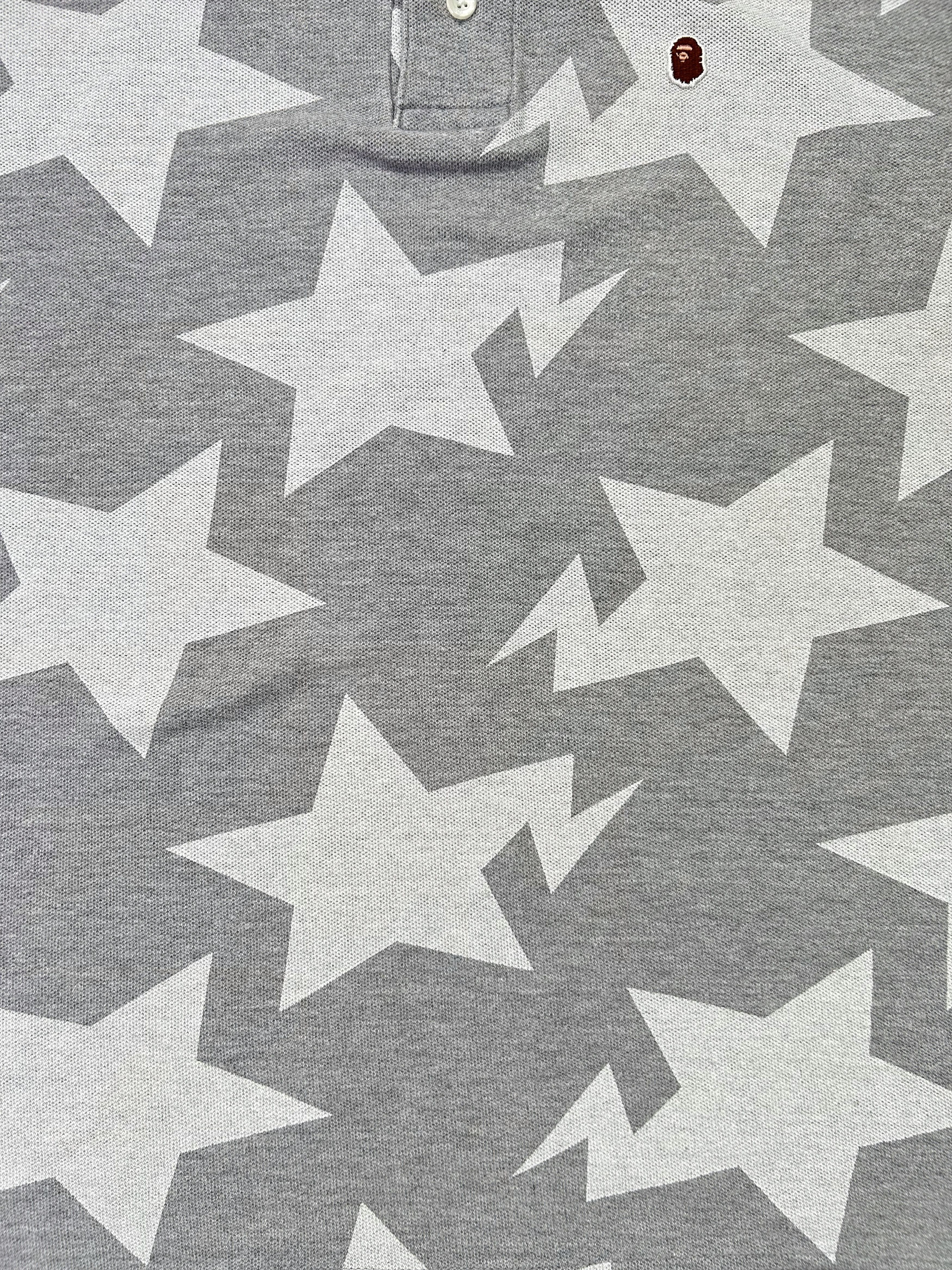 Bape Bape Sta Pattern Gray/White Polo [Size M] Size US M / EU 48-50 / 2 - 2 Thumbnail