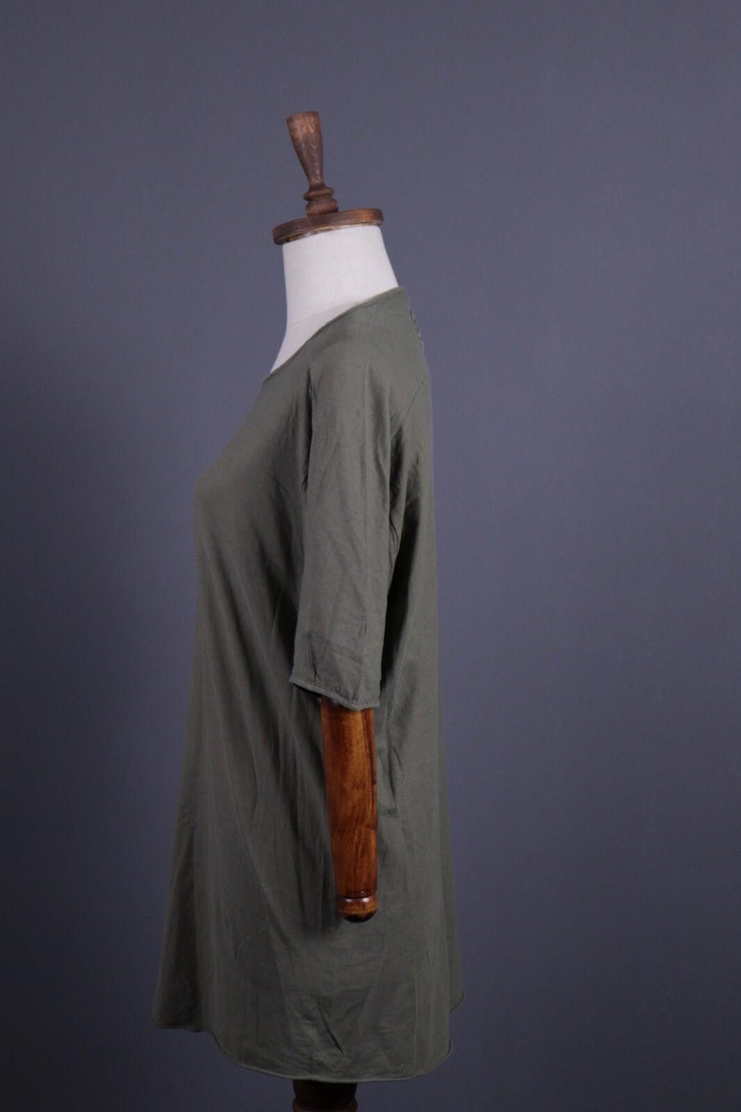 hannes roether Hannes Roether Khaki Green Summer Loose Tunic Dress Size 2 Size XS / US 0-2 / IT 36-38 - 5 Thumbnail