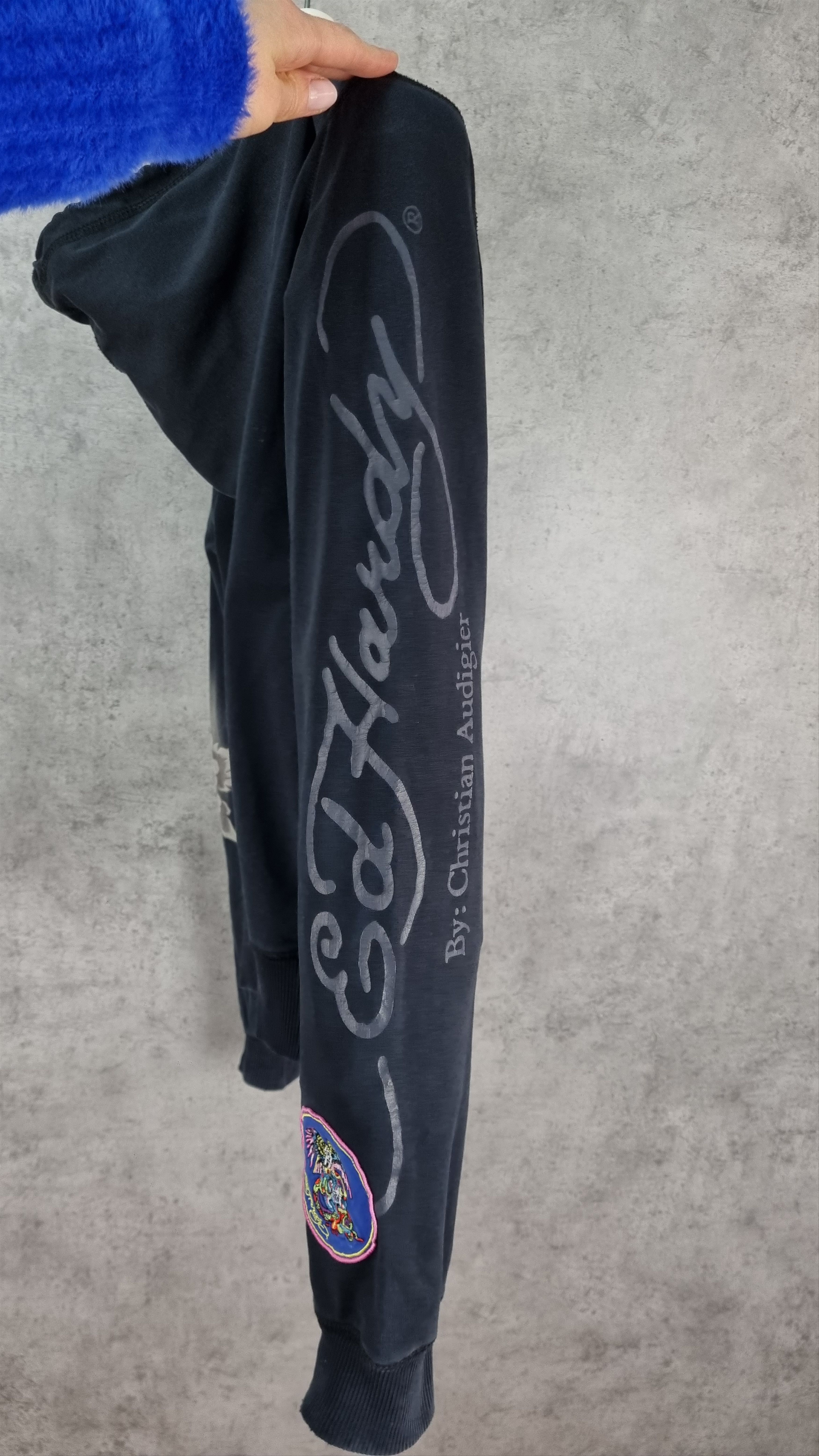Christian Audigier × Ed Hardy Ed Hardy Embroidered Patches Faded Zipped Hoodie Size L / US 10 / IT 46 - 19 Thumbnail