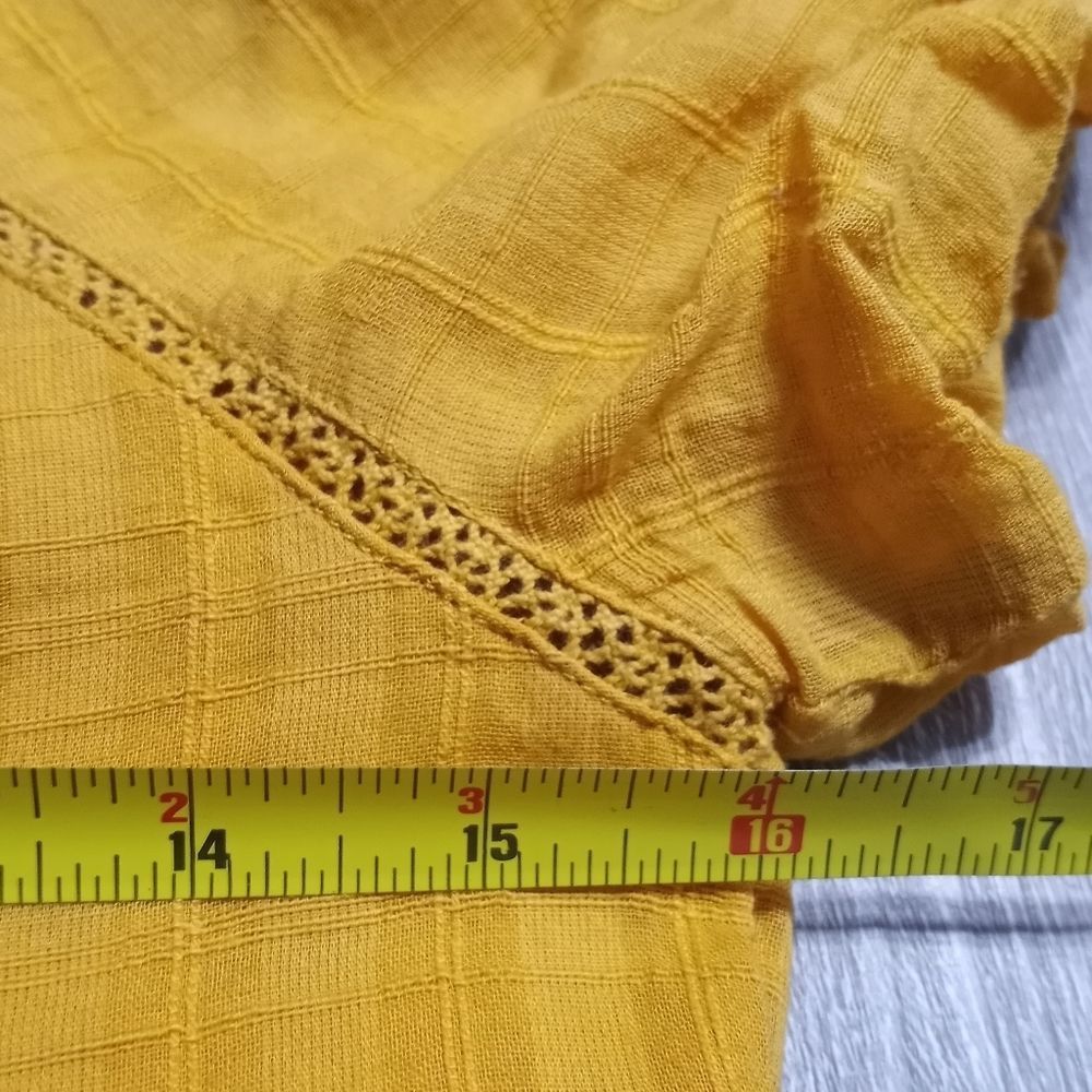 American Eagle Outfitters American Eagle Puff Sleeve Babydoll Mini Dress Small Mustard Size S / US 4 / IT 40 - 7 Thumbnail