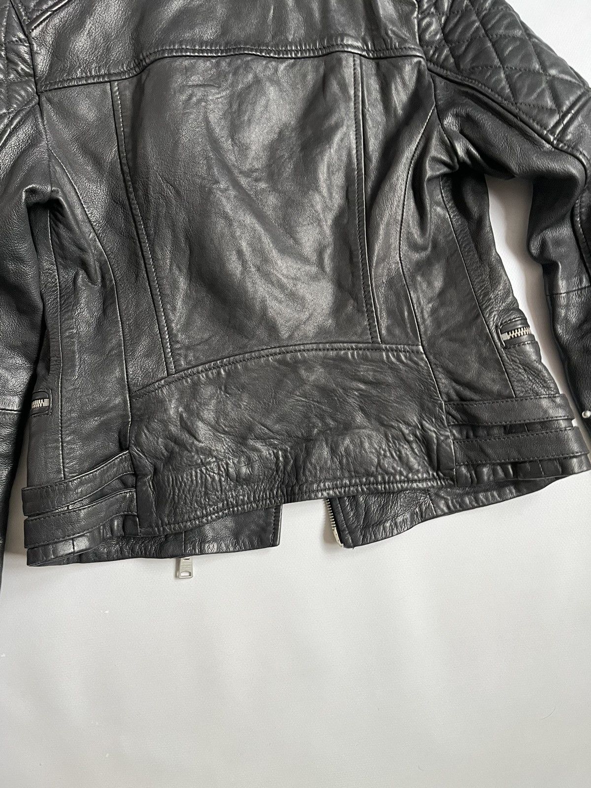 Allsaints AllSaints Women Lamb Leather Black Biker Jacket Size XS / US 0-2 / IT 36-38 - 24 Thumbnail