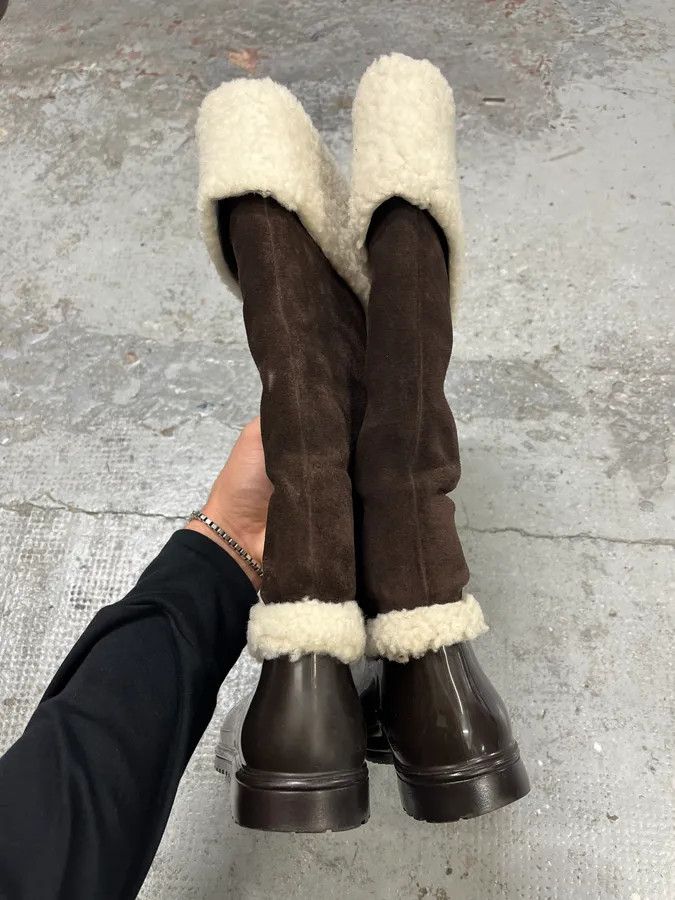 Dolce & Gabbana FW2008 Dolce & Gabbana Black & Brown Shearling Leather Boots Size US 8 / IT 38 - 5 Thumbnail