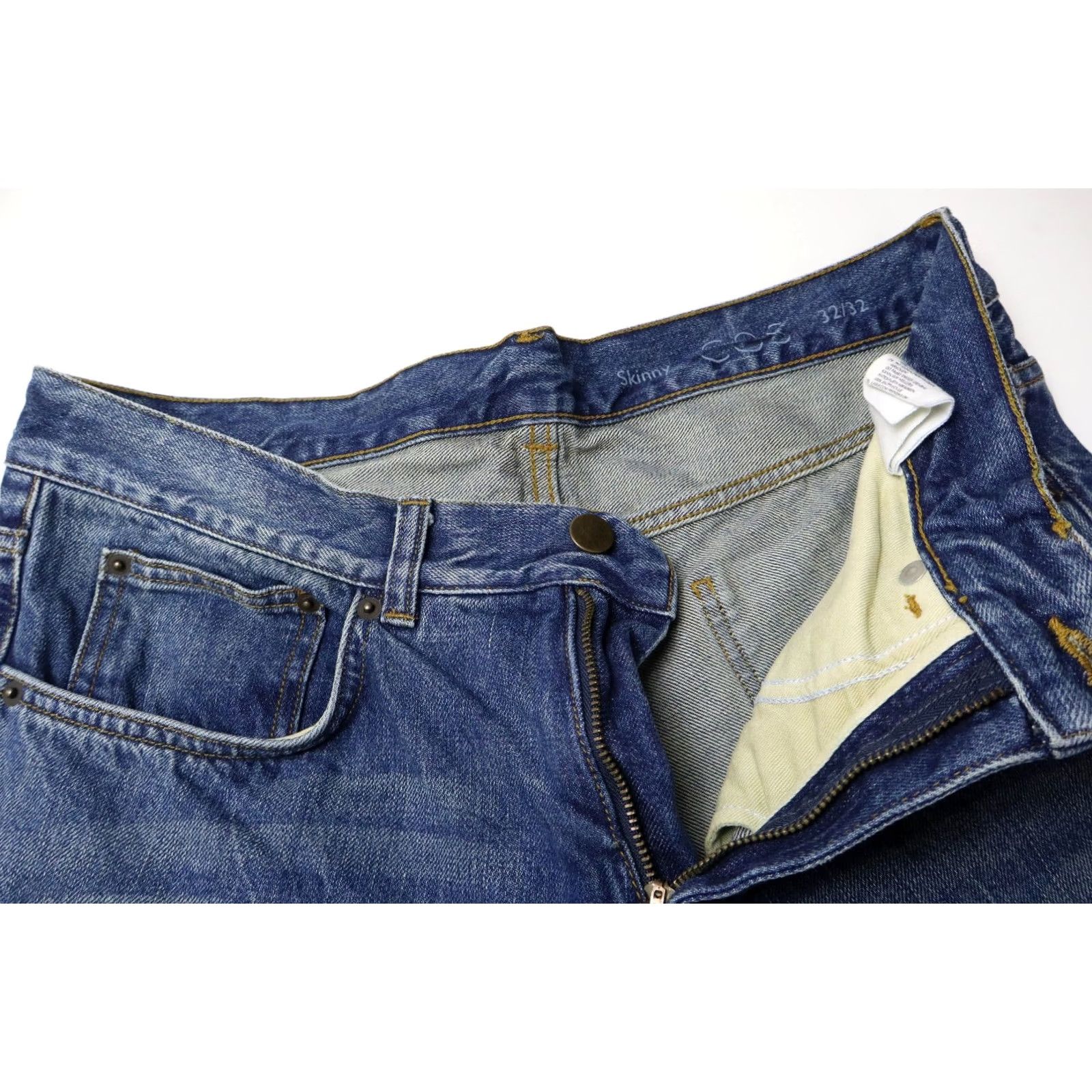Cos COS Jeans Men's W32/L32 Blue Skinny Zip Fly Stretch Faded Whiskers Size US 32 / EU 48 - 4 Thumbnail