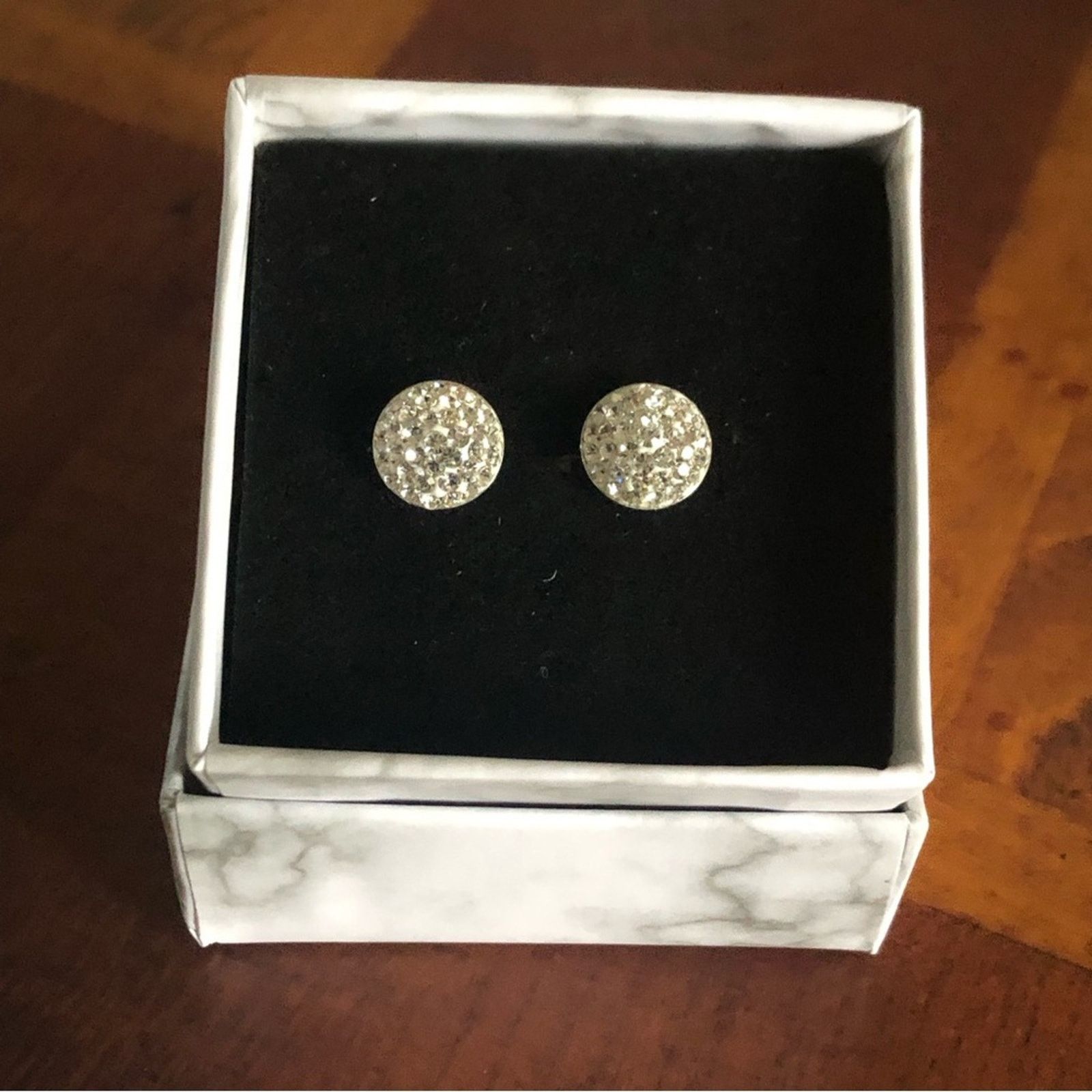 Jewelry 10mm pave rhodium plated sparkle stud post earrings Size ONE SIZE - 1 Thumbnail