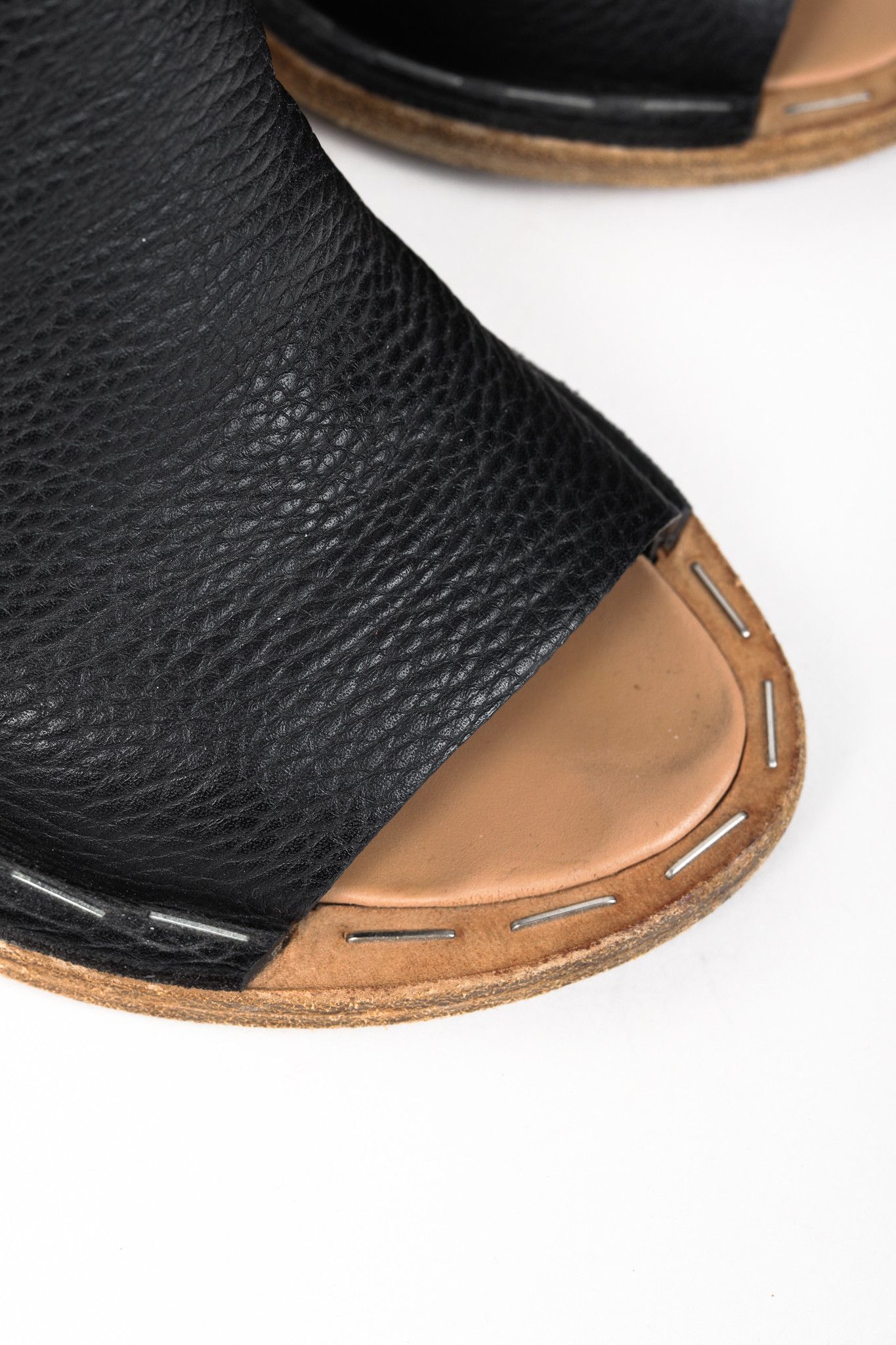 Balenciaga Balenciaga Black Pebbled-Leather Peep-Toe Sandals Size US 6.5 / IT 36.5 - 7 Thumbnail