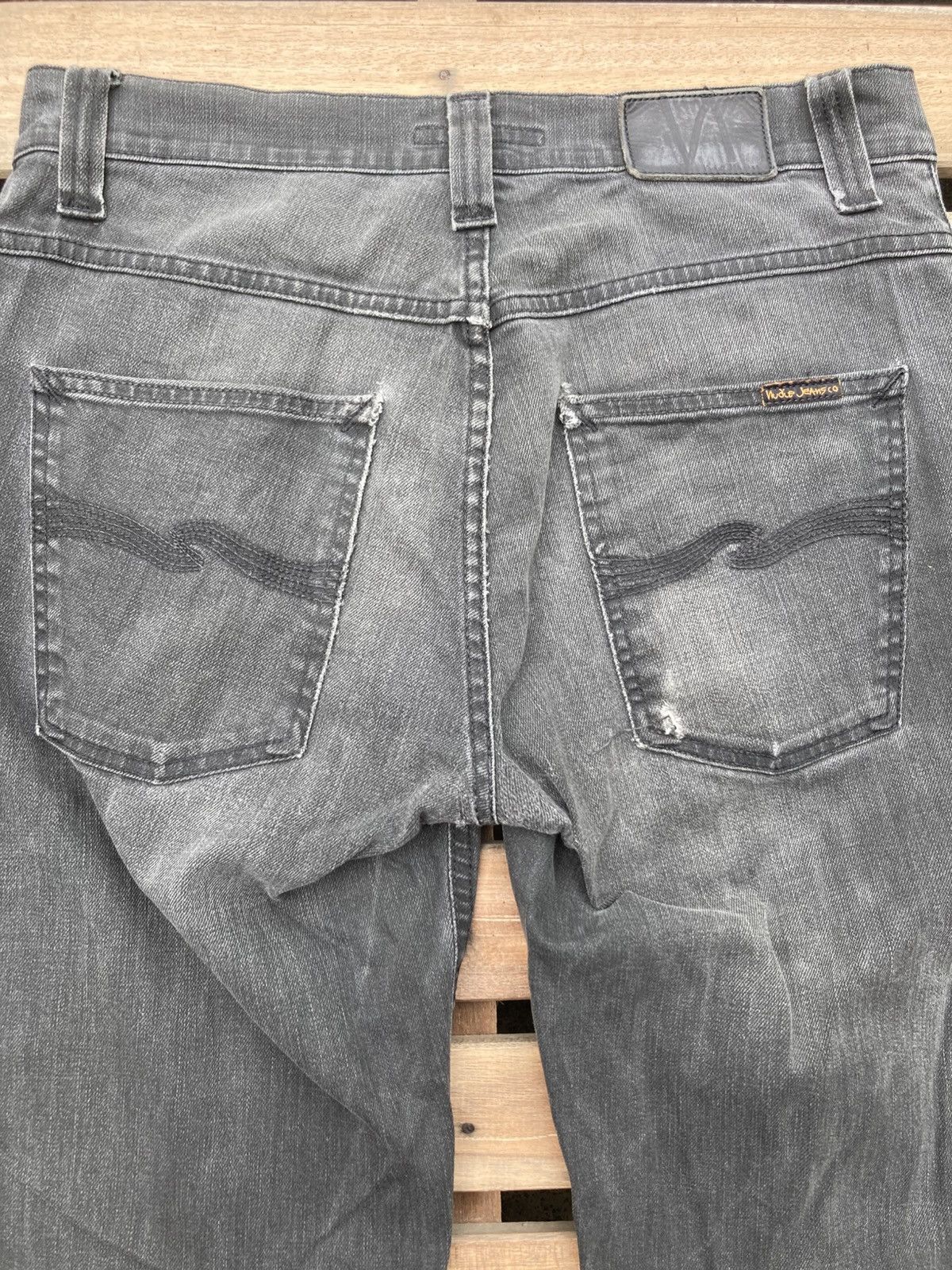 Nudie Jeans Distressed Nudie Grim Tim Broken Black Jeans Size US 32 / EU 48 - 19 Thumbnail