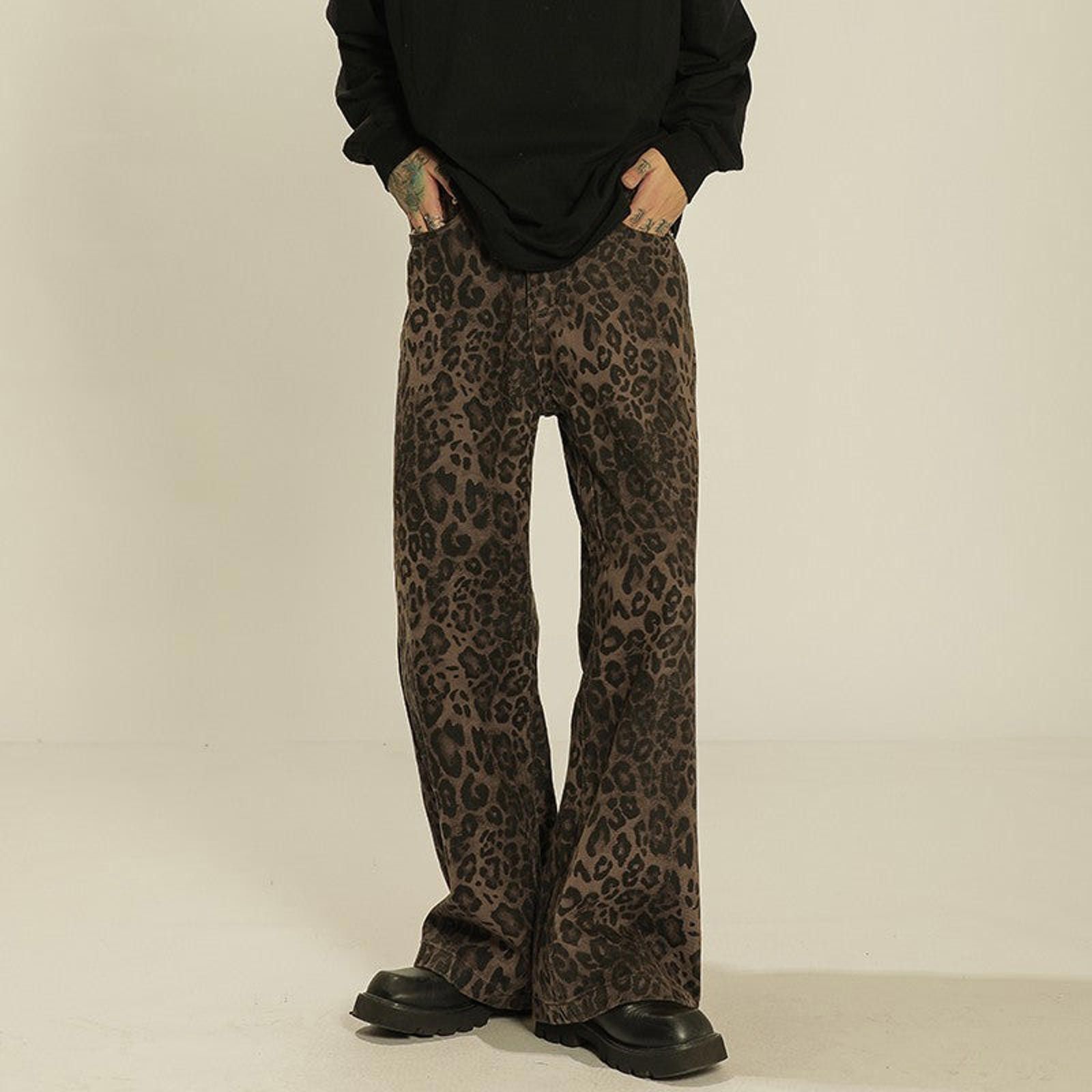 Jean Leopard Print Stacked Flared Jeans Size US 30 / EU 46 - 2 Thumbnail
