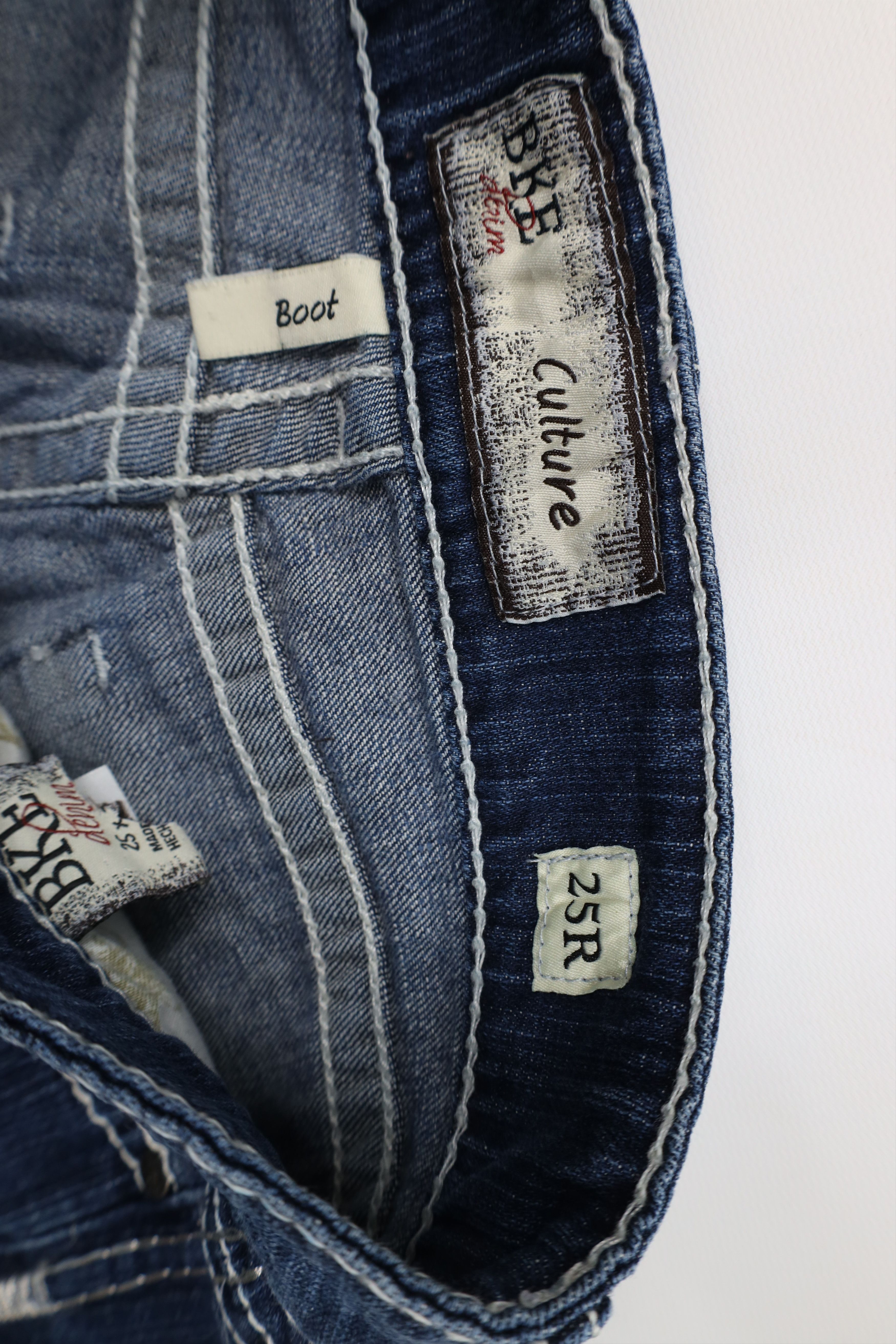 Vintage Buckle BKE Stretch Thick Stitch Flared Bootcut Jeans Blue Size 25" / US 0 / IT 36 - 7 Thumbnail