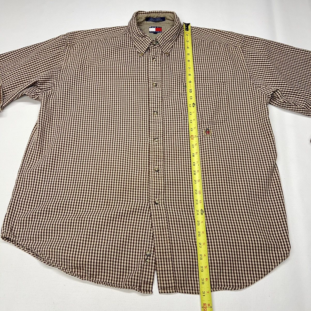 Tommy Hilfiger × Vintage Vintage Tommy Hilfiger Shirt Brown Tan Plaid Collared Button Size US XL / EU 56 / 4 - 15 Thumbnail