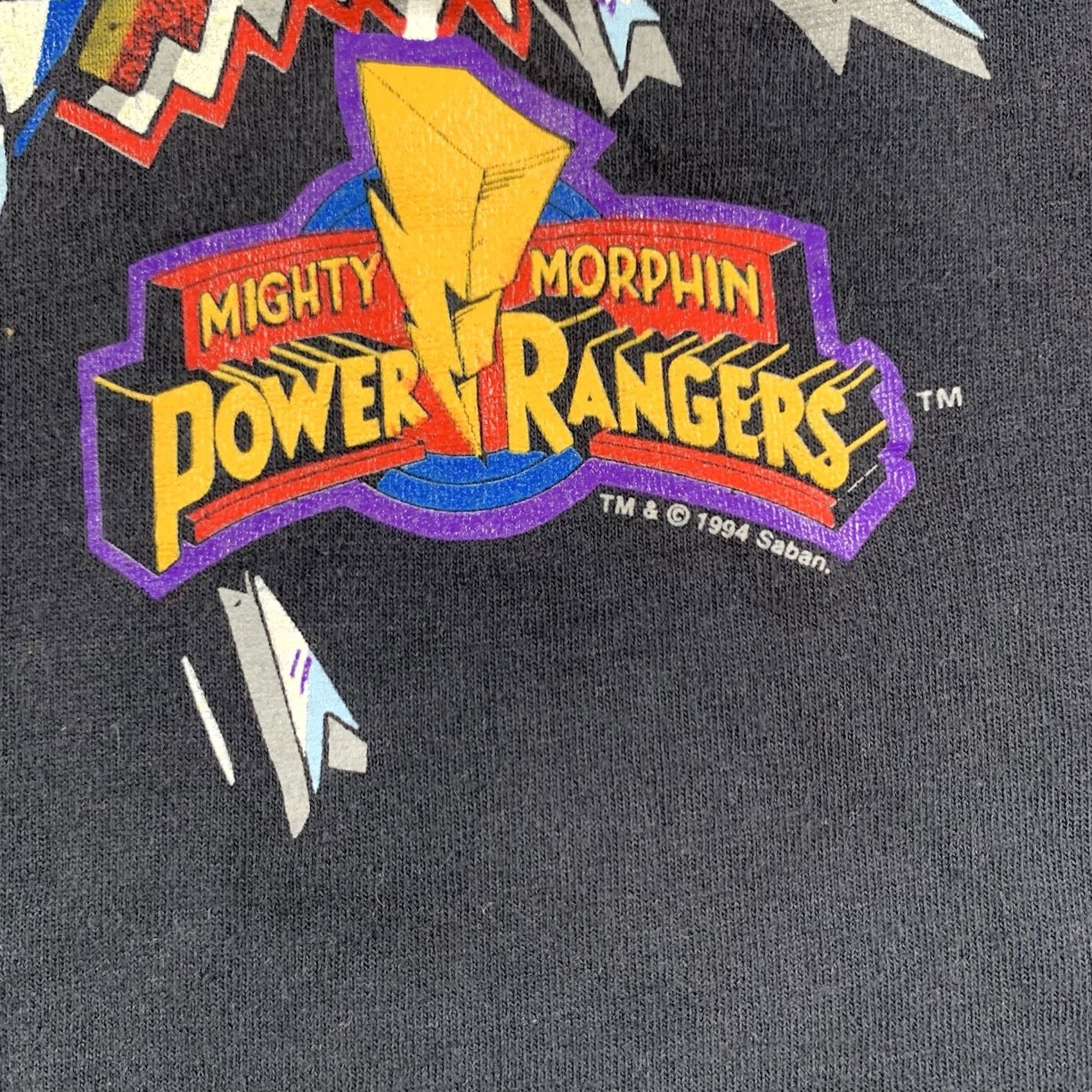 Saba VINTAGE Power Rangers T-Shirt Black 1994 Center Cut Mens M 90s USA Short Sleeve Crew Neck Size US M / EU 48-50 / 2 - 3 Thumbnail