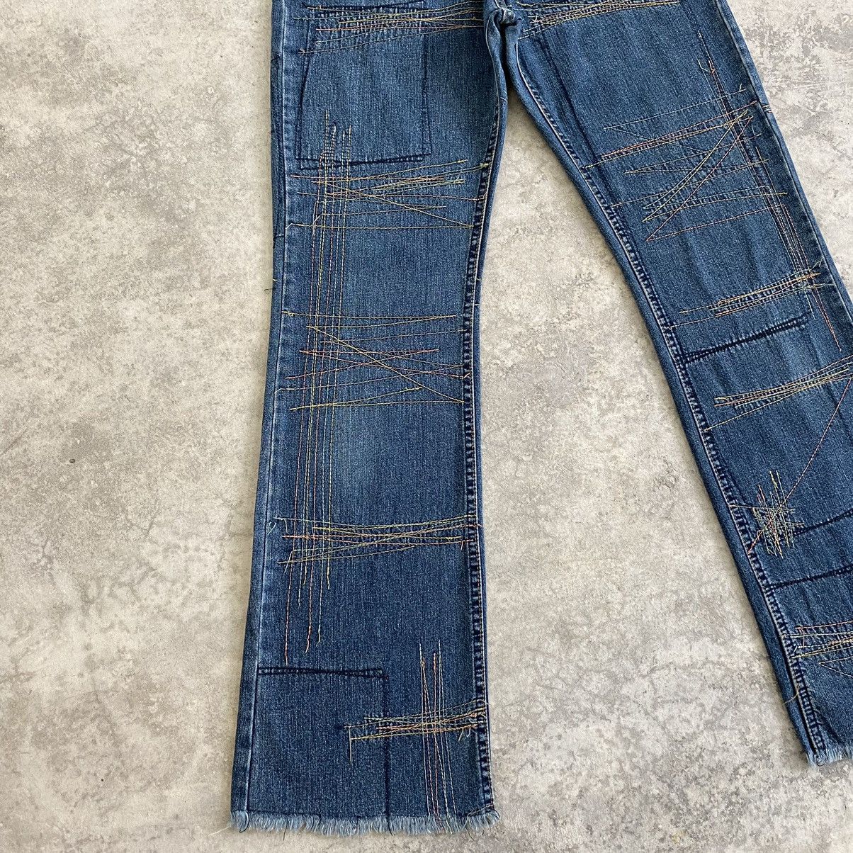 Hysteric Glamour × Vintage VTG 90’s HG Artisanal Zigzag Flared Denim Jeans Size US 27 - 5 Thumbnail