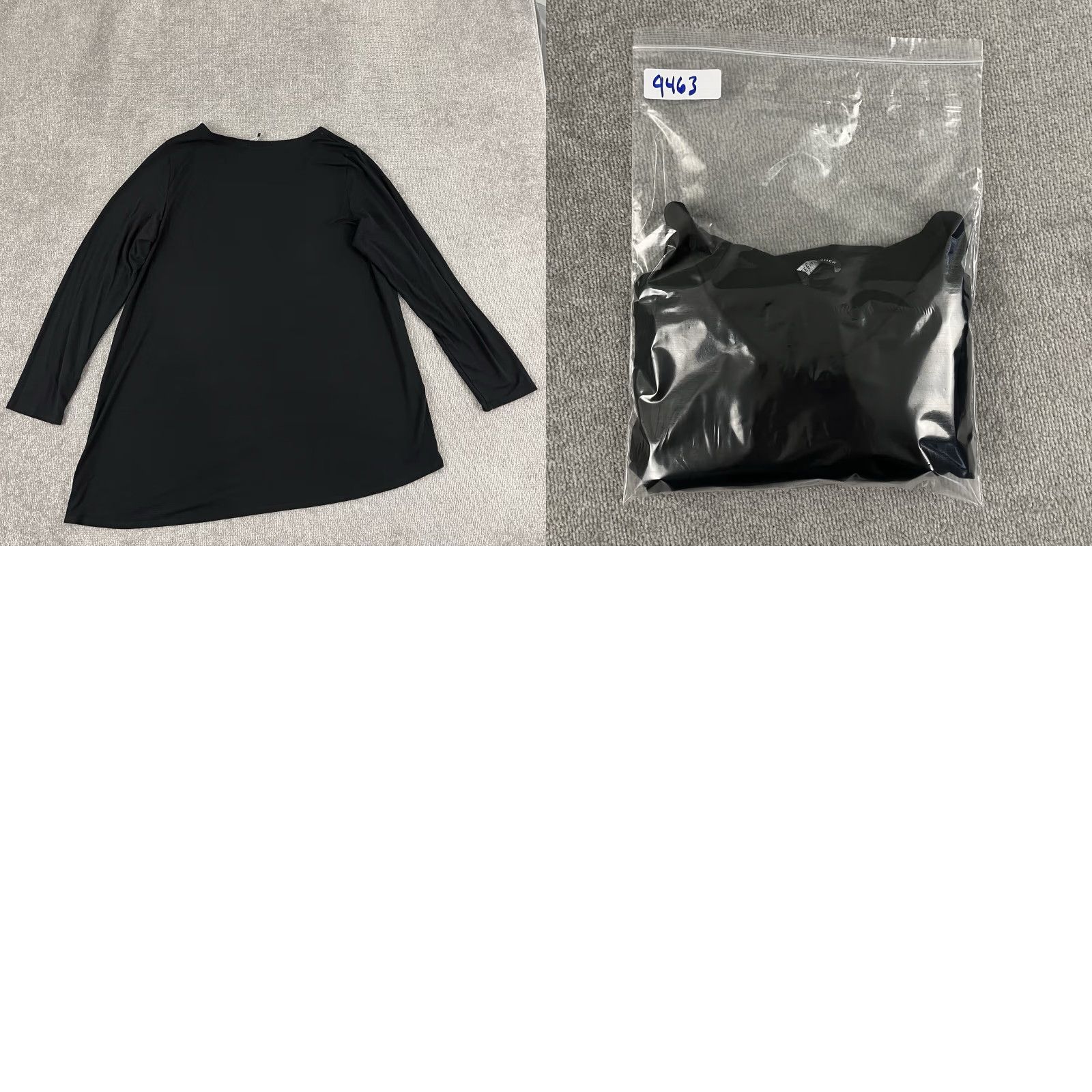 Eileen Fisher VINTAGE EILEEN FISHER Blouse Womens M/L Black Asymmetrical Tunic Top Rayon Stretch L/S Size M / US 6-8 / IT 42-44 - 8 Thumbnail