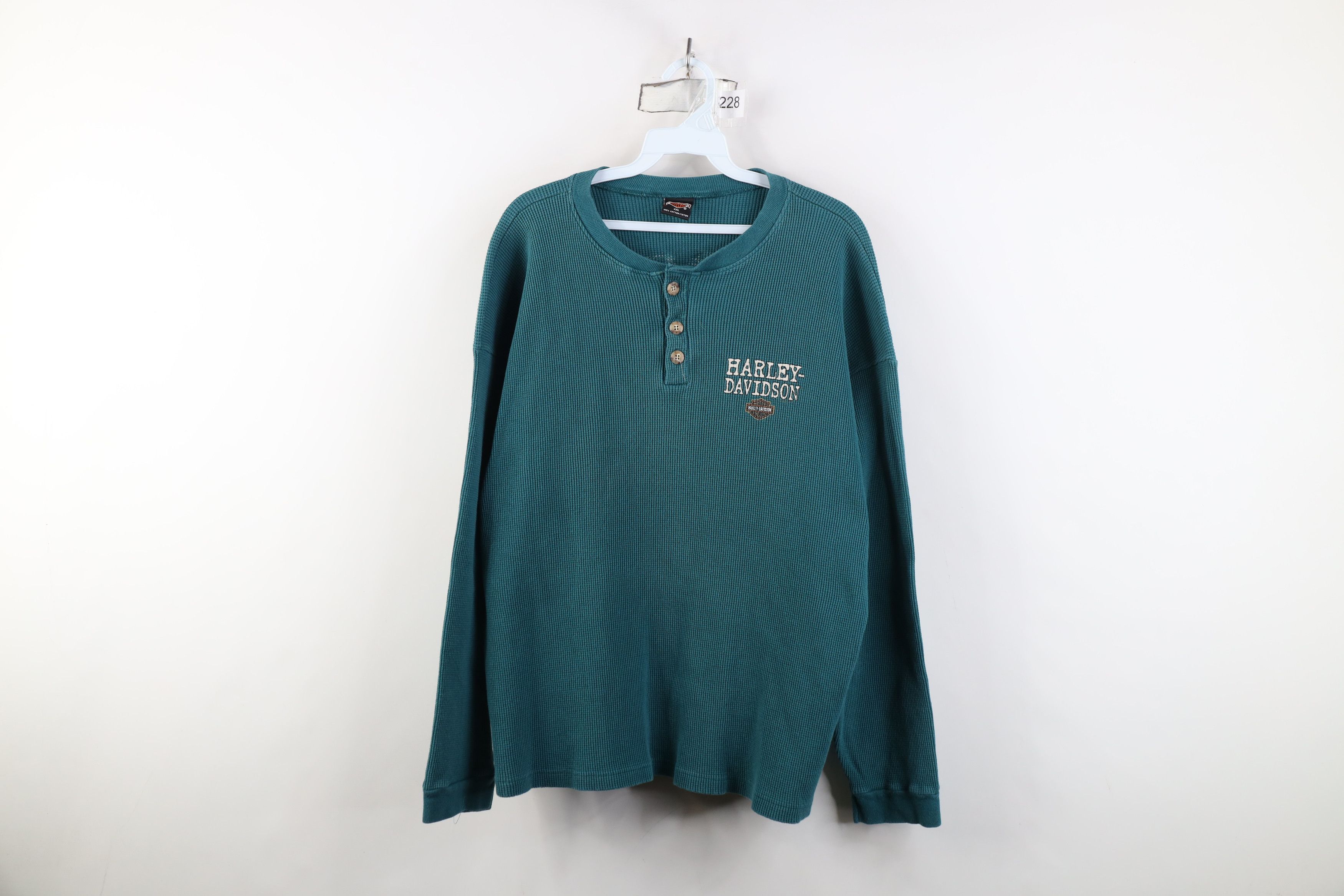 Harley Davidson Vintage 90s Harley Davidson Waffle Knit Henley T-Shirt USA Size US XXL / EU 58 / 5 - 1 Thumbnail