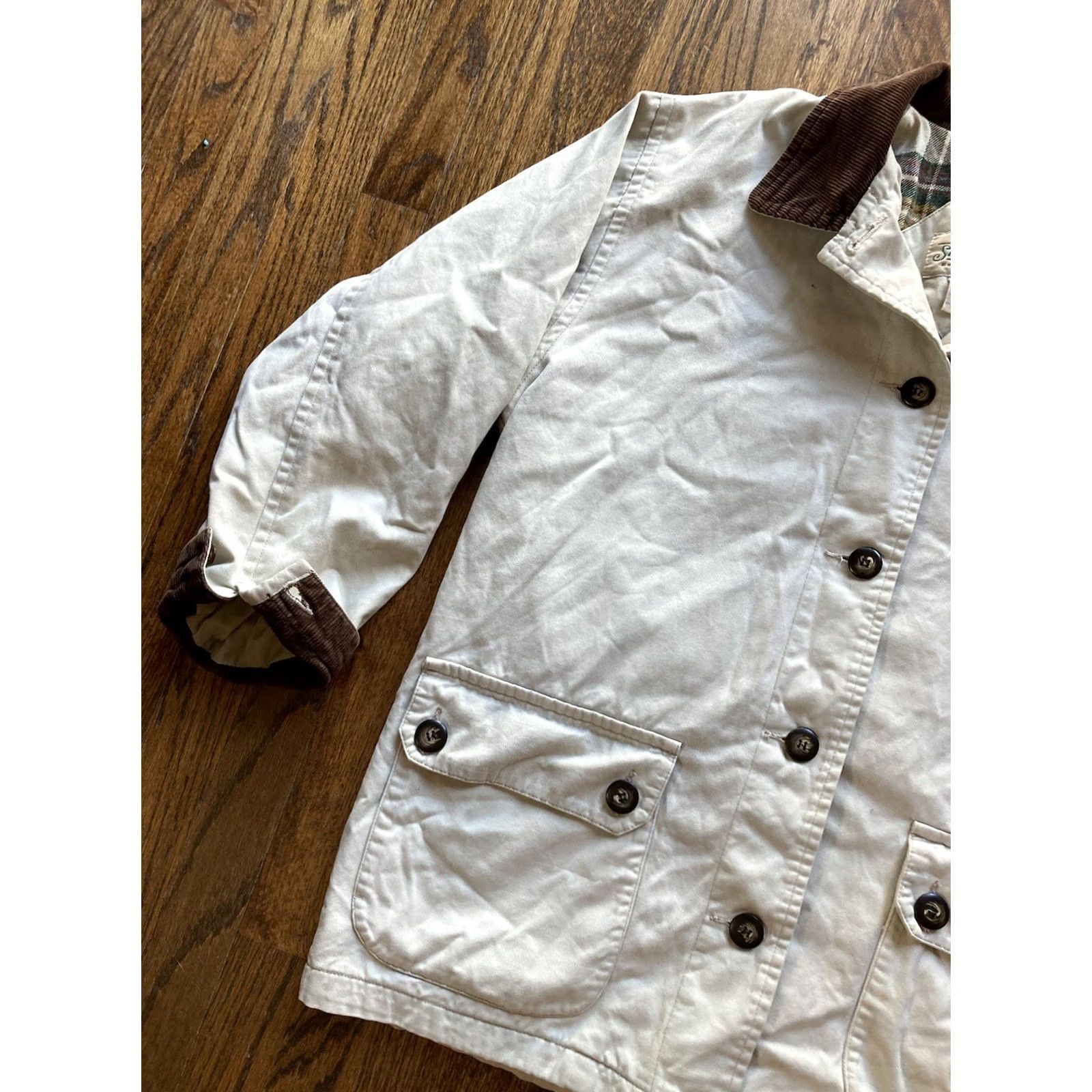 Vintage VTG St Johns Bay Chore Jacket Mens Large Beige Flannel Lined Corduroy Collar Jacket Size US L / EU 52-54 / 3 - 2 Thumbnail