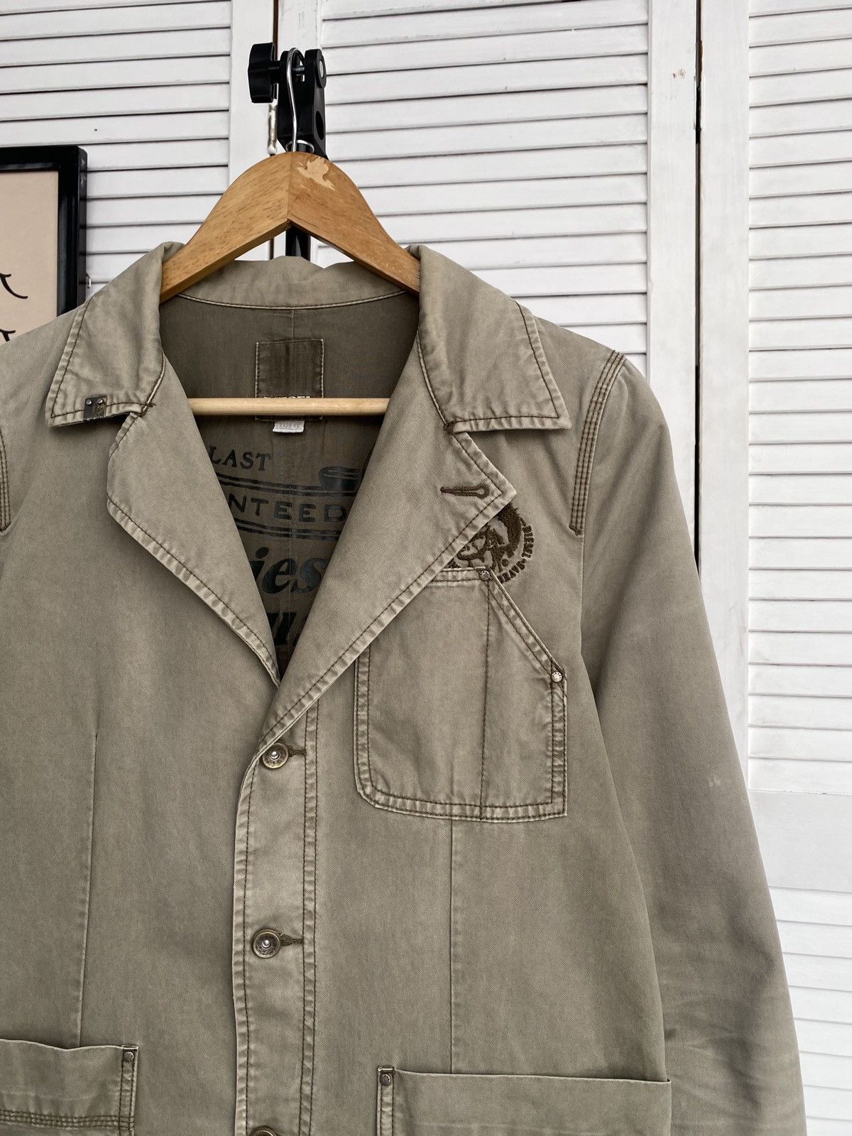 Diesel × Vintage Vintage Diesel Workwear Blazer Jacket Faded Khaki Military Size US S / EU 44-46 / 1 - 4 Thumbnail
