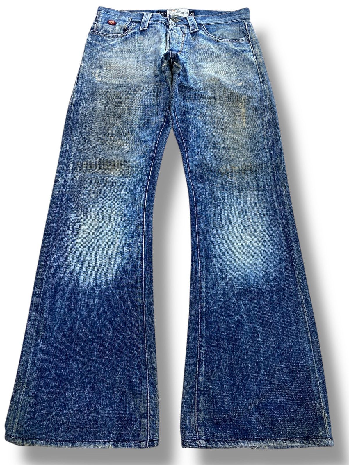 Energie Energie Flared Jeans Blue Washed Wide Leg Y2K Style Size US 31 - 1 Thumbnail