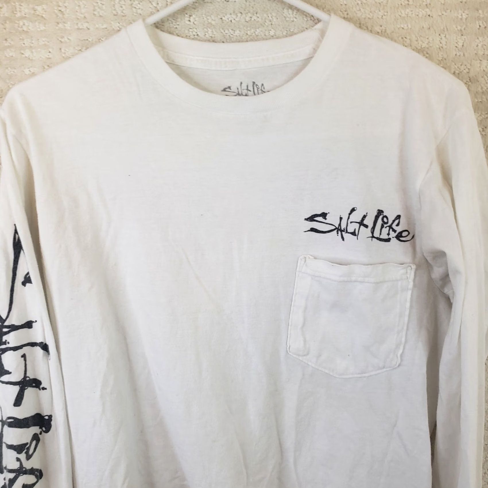 Vintage Salt Life Live Salty Men's S White Dive Flag Pirate Graphic Logo T-Shirt Size US S / EU 44-46 / 1 - 3 Thumbnail
