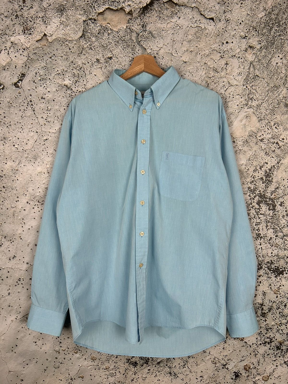 Vintage Yves Saint Laurent Pour Homme Shirt Blue 90s