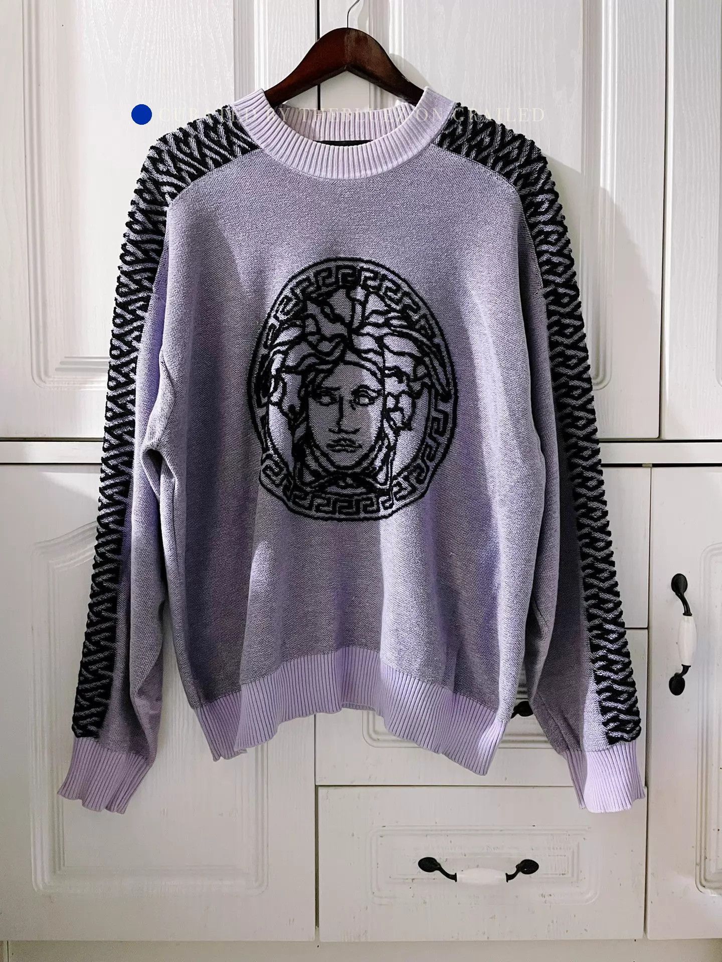 Versace Medusa-Embroidered Purple Knit Sweater Size US M / EU 48-50 / 2 - 1 Thumbnail