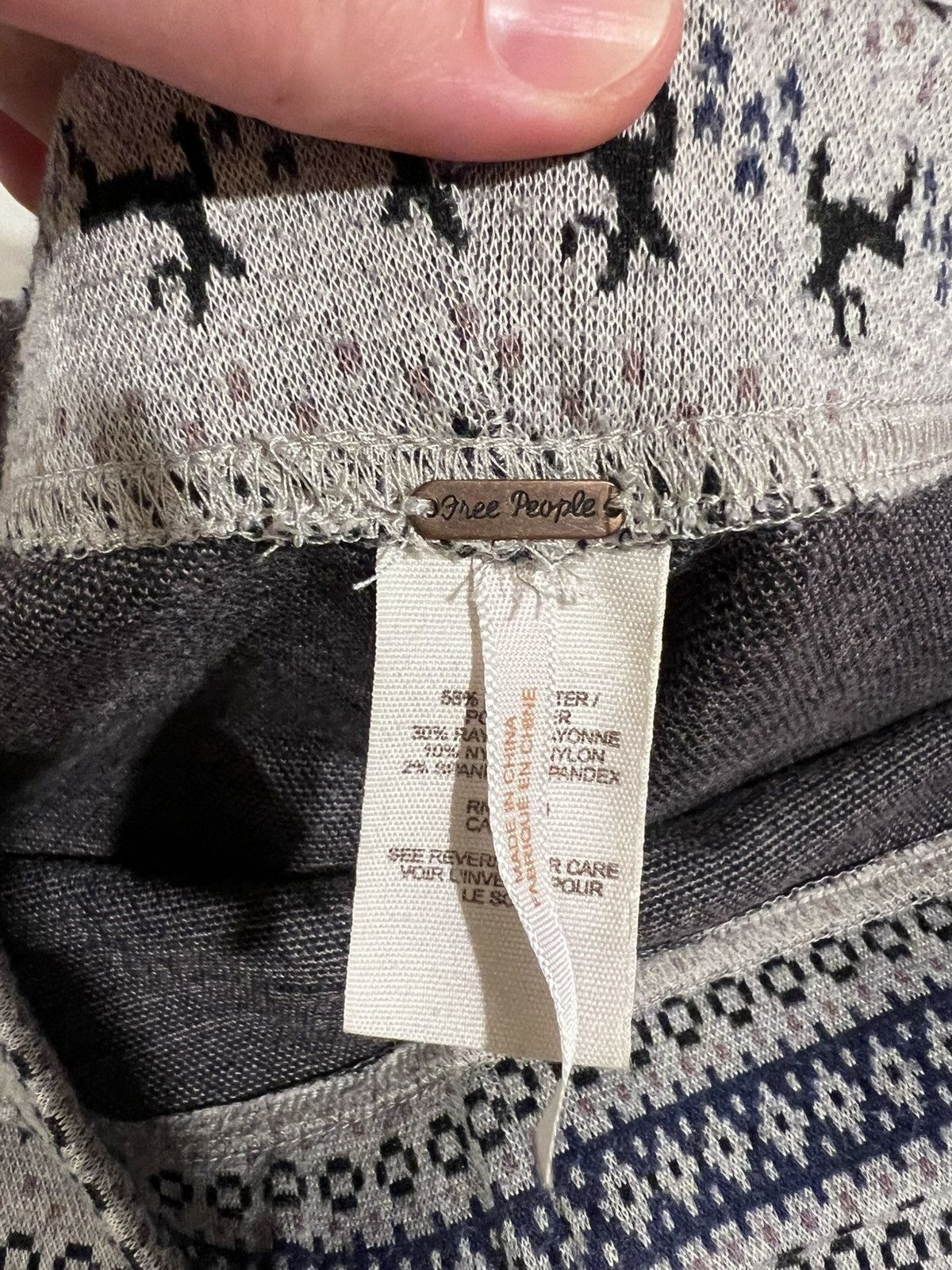 Free People Free People Fair Isle Knit Leggings – Light Grey Size 26" / US 2 / IT 38 - 3 Thumbnail
