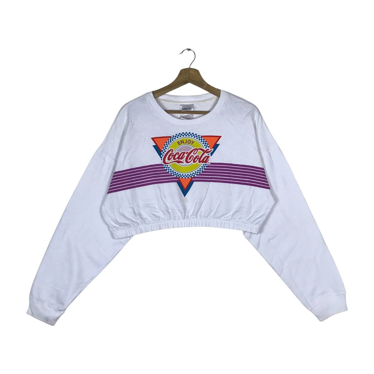 Coca Cola Vintage Coca-Cola Crop Top Spell Out Pullover Jumper Size L / US 10 / IT 46 - 1 Thumbnail