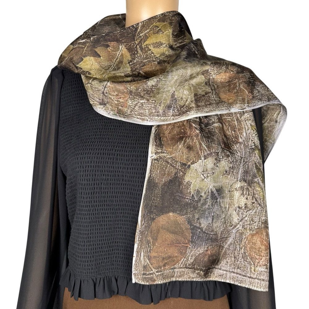 Other New 100% Silk Hand Dyed Leaves Ecoprint Rectangle Scarf 11' Size ONE SIZE - 2 Thumbnail