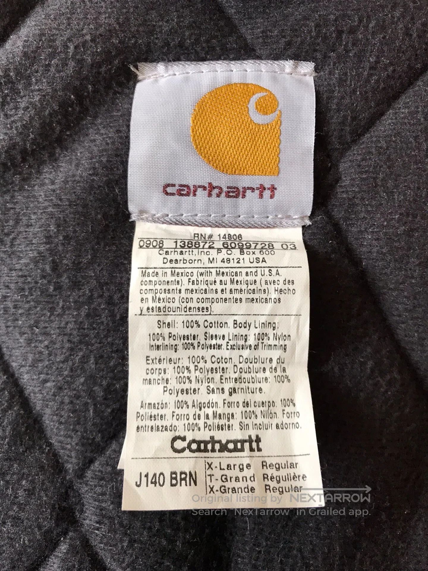 Carhartt Carhartt J140 Brown Hooded Work Jacket. Size US XL / EU 56 / 4 - 9 Thumbnail