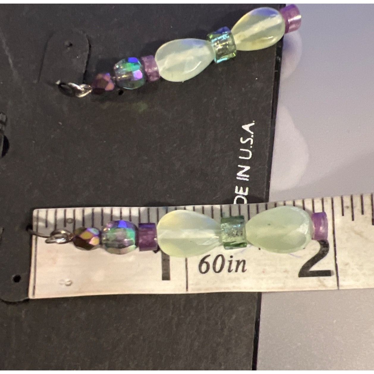 Other Handcrafted Sterling Silver Finish Art Glass Dangle Earrings Size ONE SIZE - 5 Thumbnail