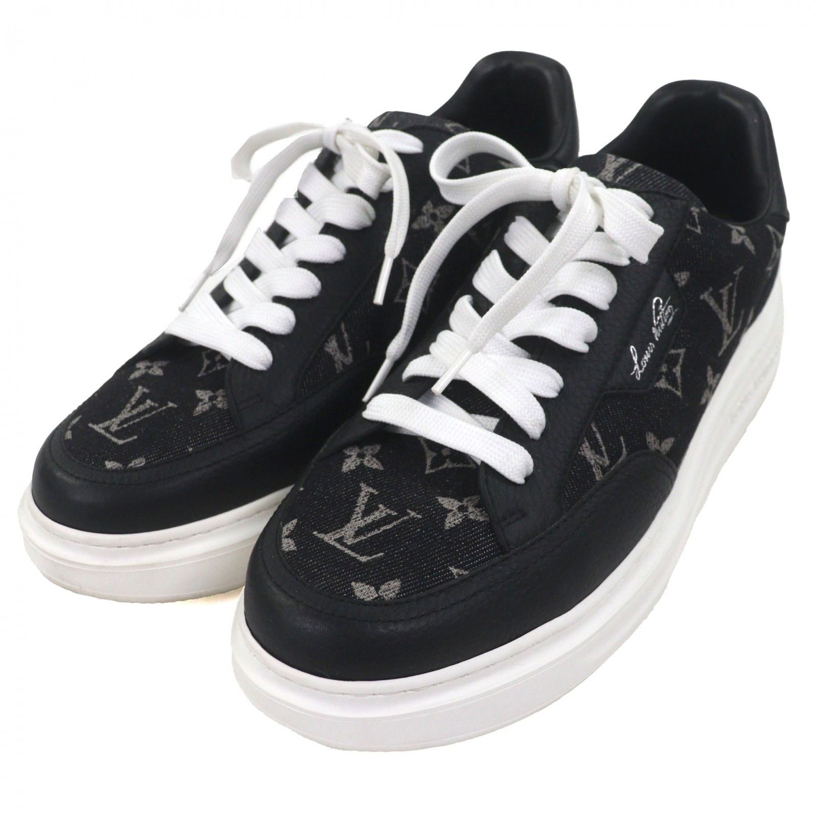 Louis Vuitton Louis Vuitton Louis Vuitton Monogram Denim Low Cut Sneakers Leather Shoes 1ACQL7 DUTY FREE for USA Size ONE SIZE - 1 Thumbnail