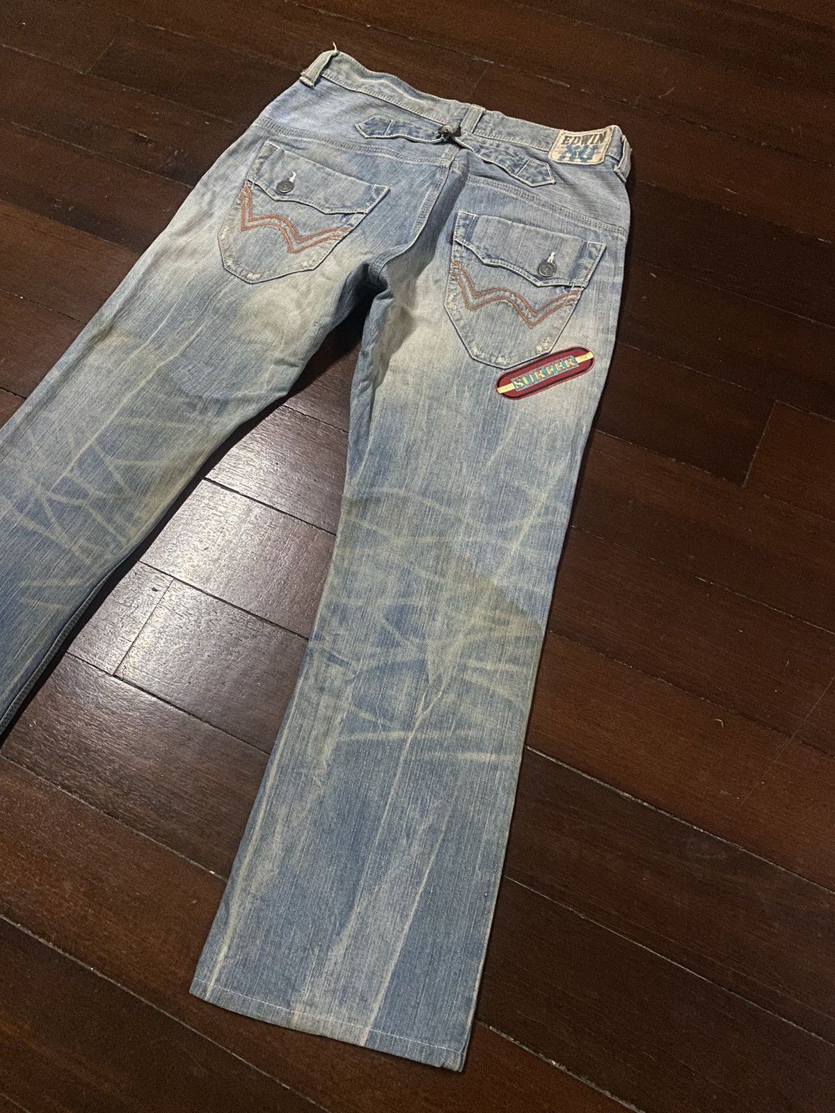 Edwin FIRE 🔥 EDWIN EXCLUSIVE VINTAGE FLARE JEANS RUSTY DISTRESSED Size US 36 / EU 52 - 15 Thumbnail