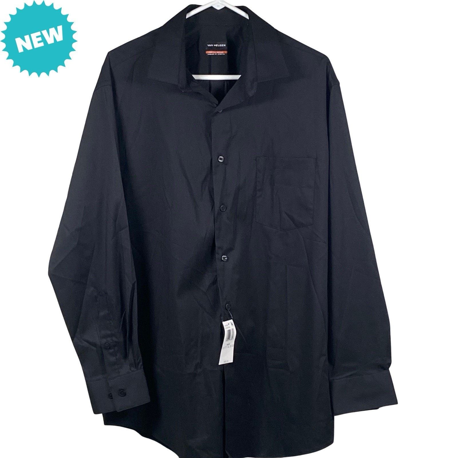 Van Heusen Van Heusen Shirt Mens XL 17-17.5 Black Everyday Defense Size US XL / EU 56 / 4 - 1 Thumbnail