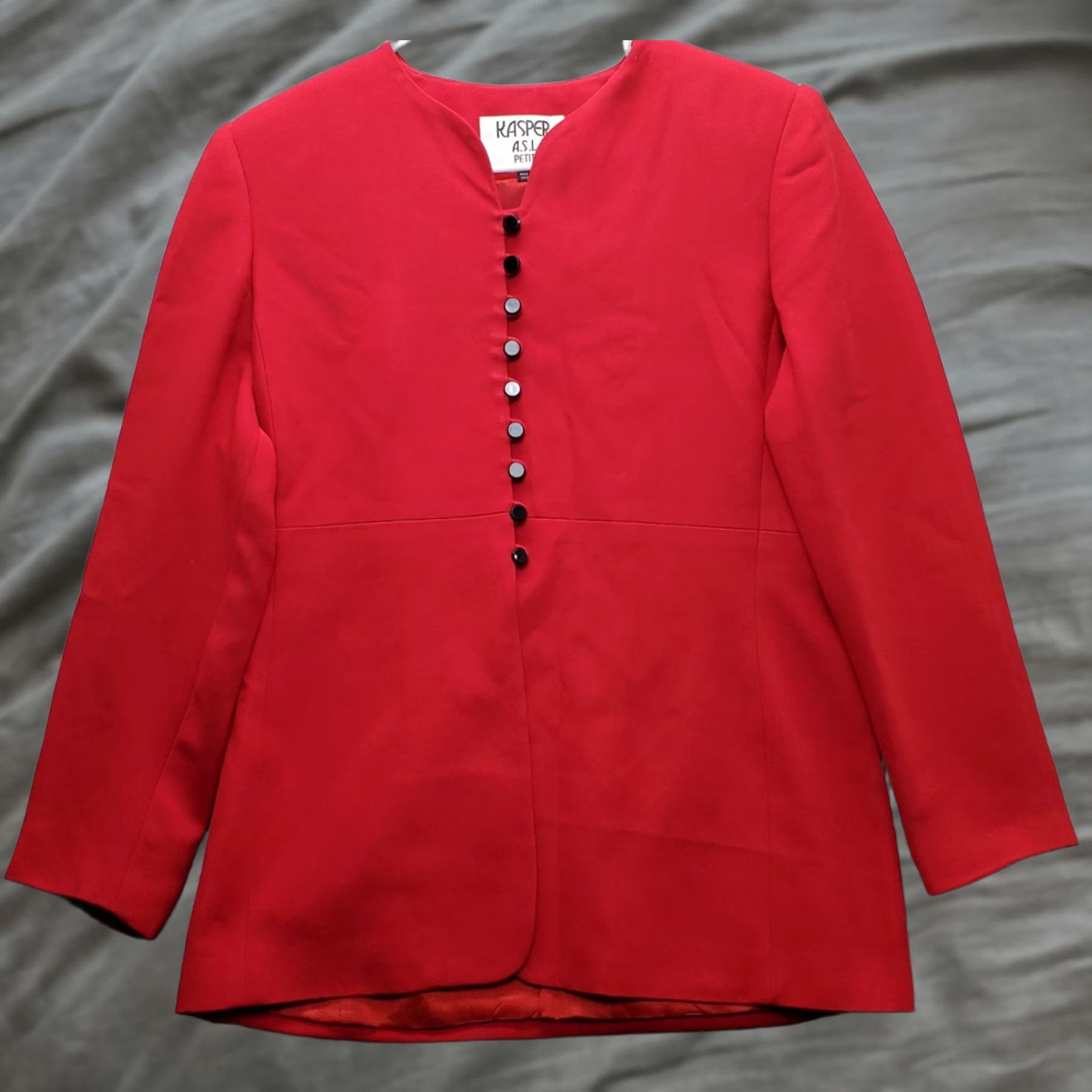 Kasper Kasper A.S.L. Blazer Jacket Womens Petites 6P Red Formal Long Sleeve Button Front Blazer Jacket Womens Size 6P Red Formal Blazer Jacket Mens? Size M / US 6-8 / IT 42-44 - 1 Thumbnail