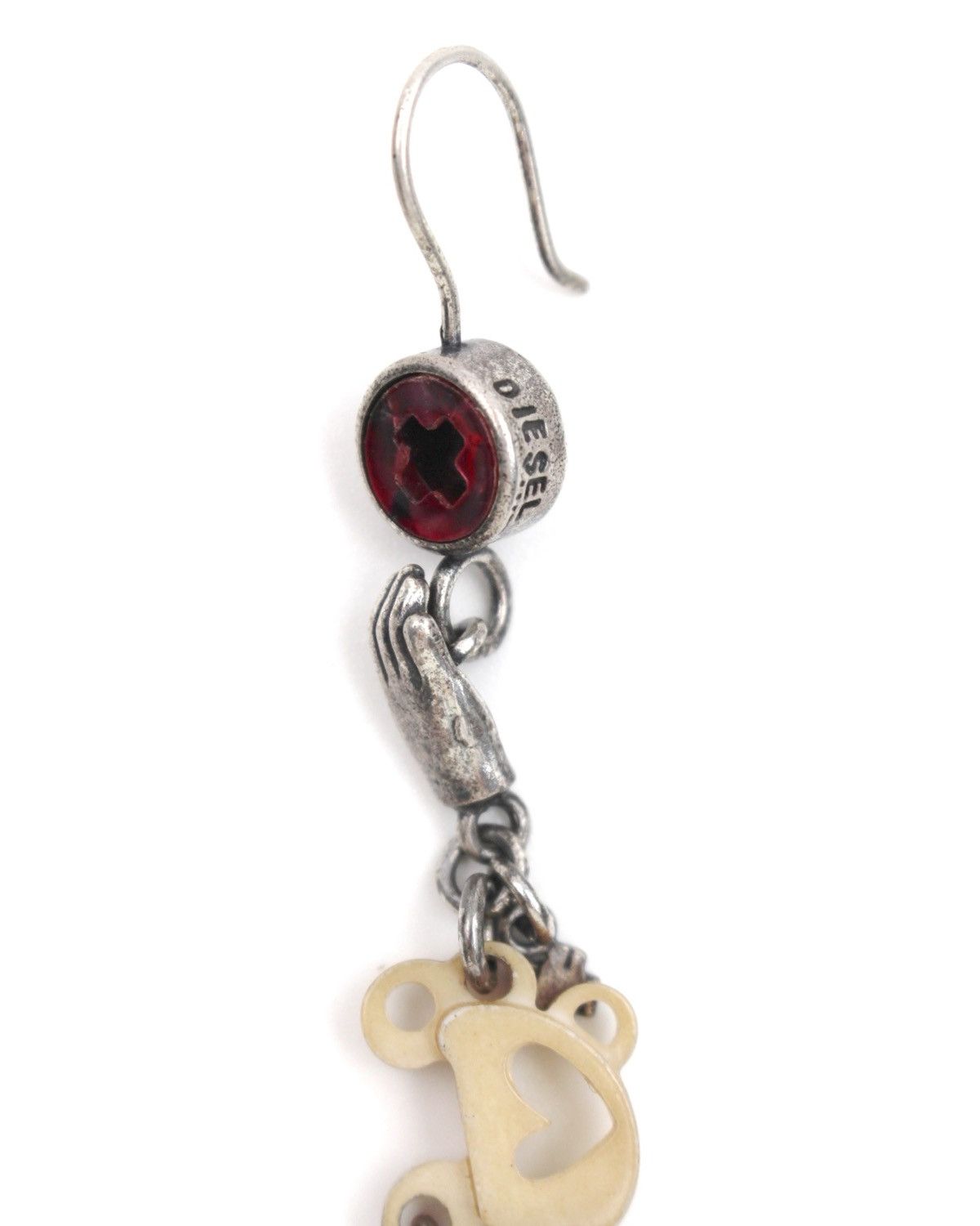Diesel 2000S DIESEL MIXED RED GEM HAND CHARM SINGLE EARRING Size ONE SIZE - 3 Thumbnail