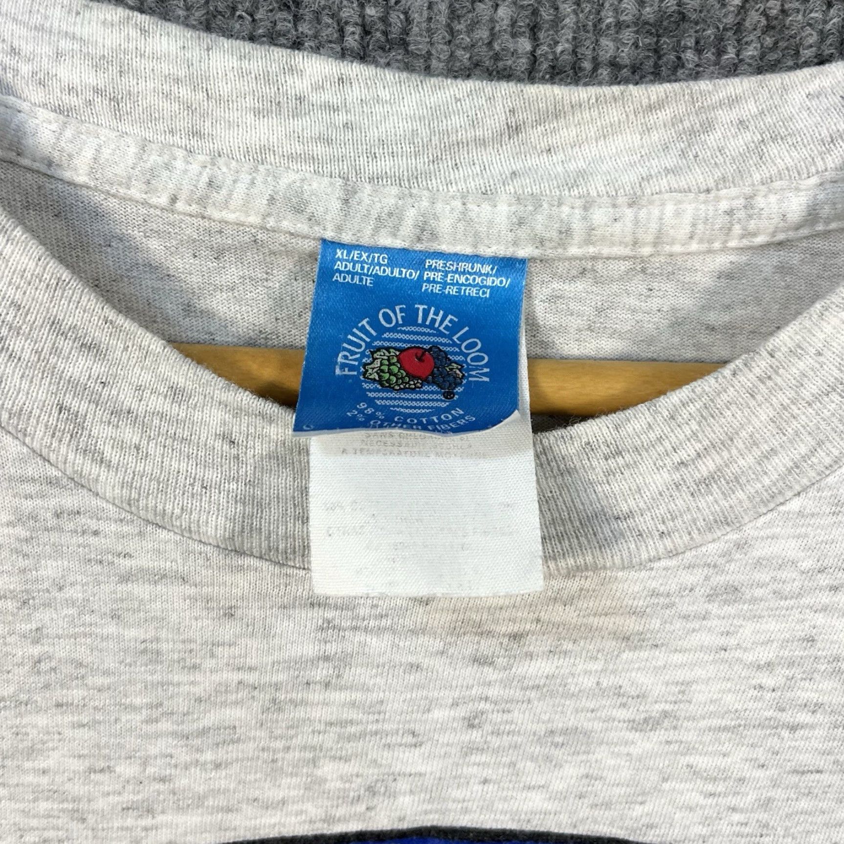 Fruit Of The Loom VTG Fruit of the Loom T-Shirt Single Stitch Crew Neck Short Sleeve XL Gray 90s Comic Print Stick Figure Funny Mens USA Size US XL / EU 56 / 4 - 5 Thumbnail