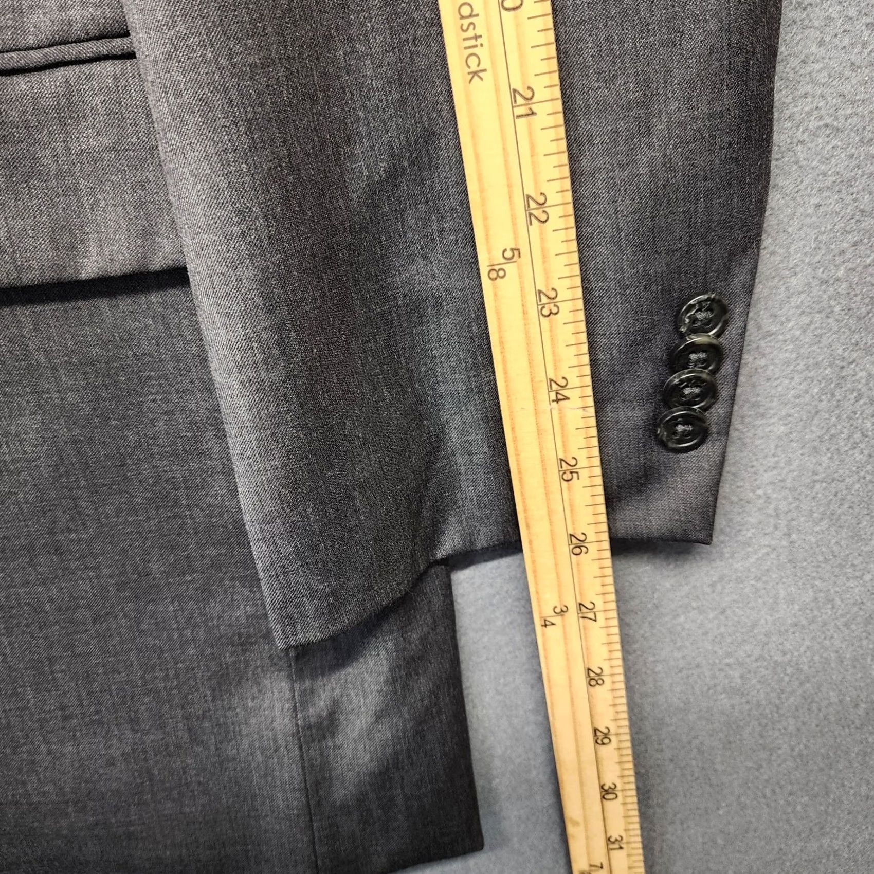 Joseph Abboud Joseph Abboud Sport Coat Blazer Mens 43L Grey Wool Shirt Jacket 2 Piece Notch Lapel Four-Button Two-Button Double-Vented Mens Size 46R - 6 Thumbnail