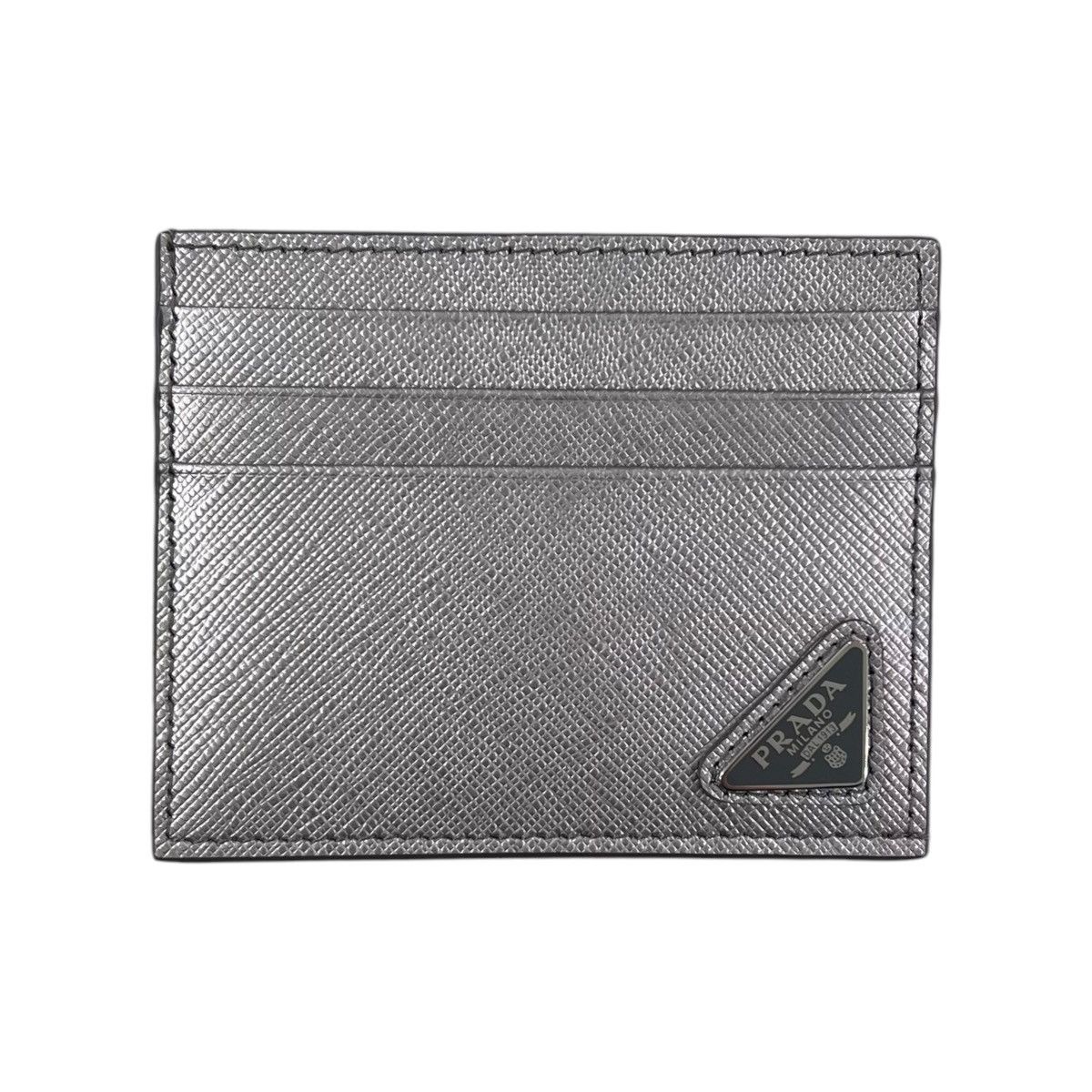 Prada black nylon shop triangle logo bifold ID card wallet