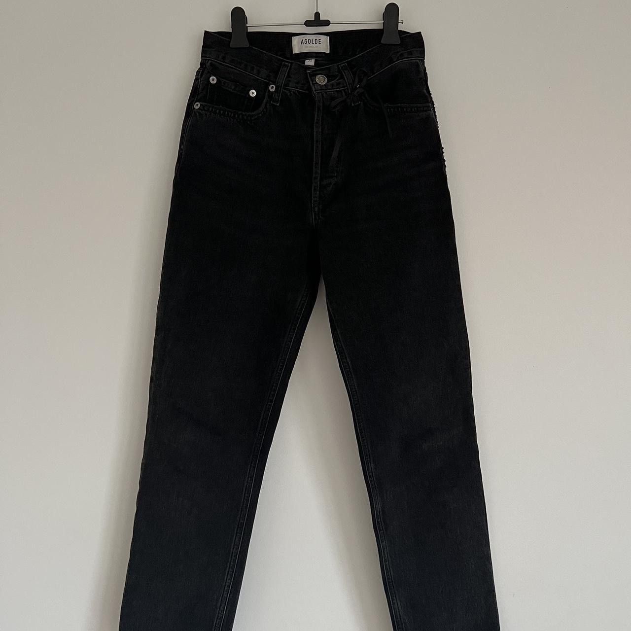 image of Agolde Lana Cropped Vintage Jeans In Rhyme in Black, Women's (Size 23)