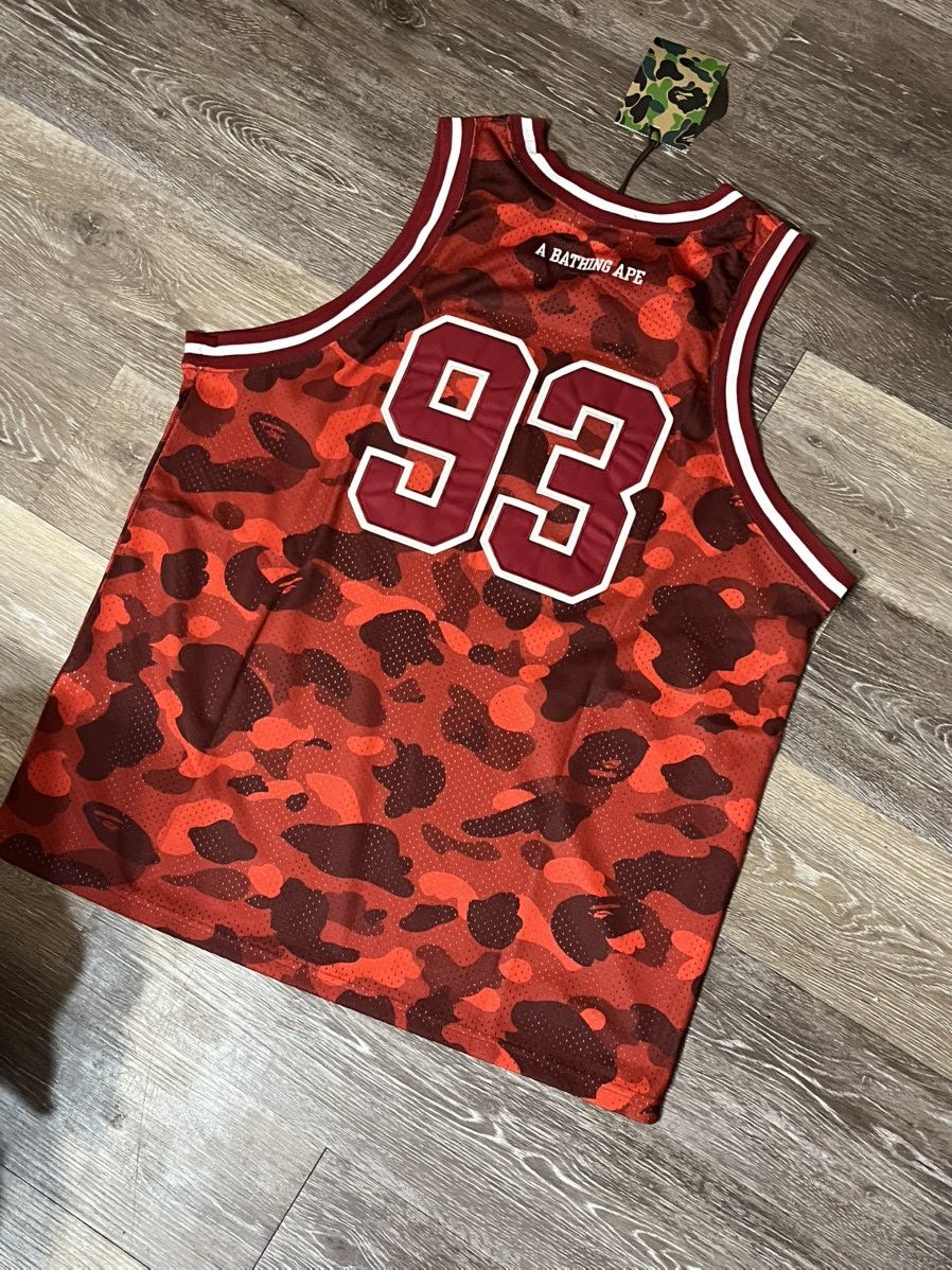 Bape A Bathing Ape Red ABC Camo Jersey New With Tags Size US L / EU 52-54 / 3 - 3 Thumbnail