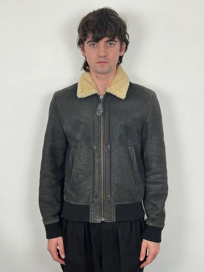 Maison Margiela AW2011 Maison Margiela Shearling Faded Black Leather Jacket Size US M / EU 48-50 / 2 - 2 Thumbnail