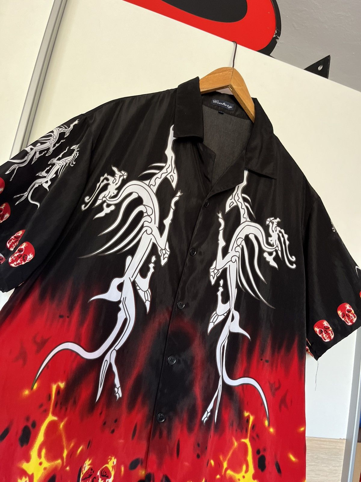 Vintage Vintage 90’s Hell Fire Skull Skeleton Graphic Shirt Opium Size US L / EU 52-54 / 3 - 2 Thumbnail