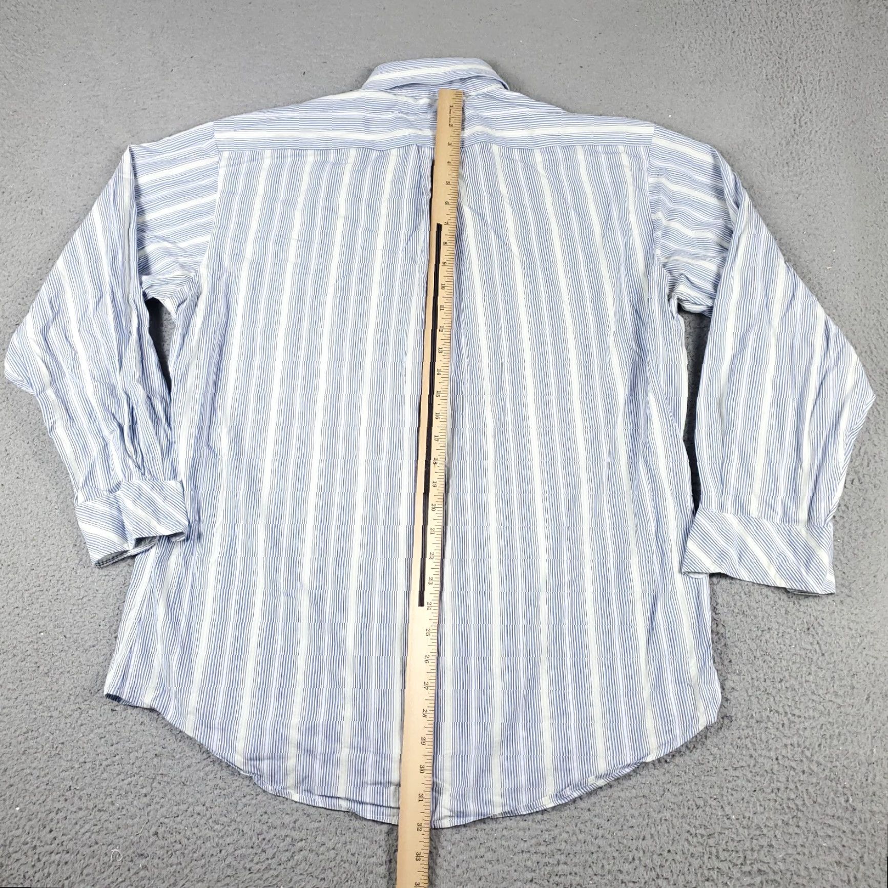 Tommy Hilfiger Tommy Hilfiger Dress Shirt Mens 16 Blue Striped Long Sleeve Button-Up Size 42R - 3 Thumbnail