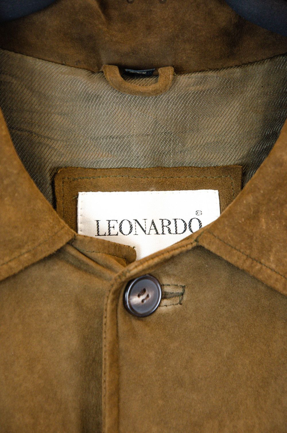 Leonardo Vintage Suede Leather Car Coat Brown EU 52