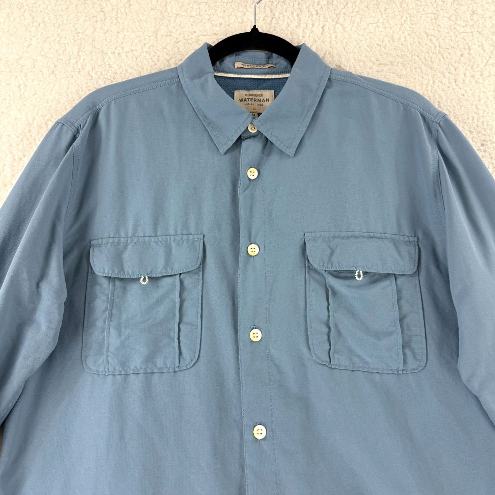 Quiksilver Quiksilver Waterman Collection Mens Medium Blue Button-Up Long Sleeve Shirt Size US M / EU 48-50 / 2 - 2 Thumbnail